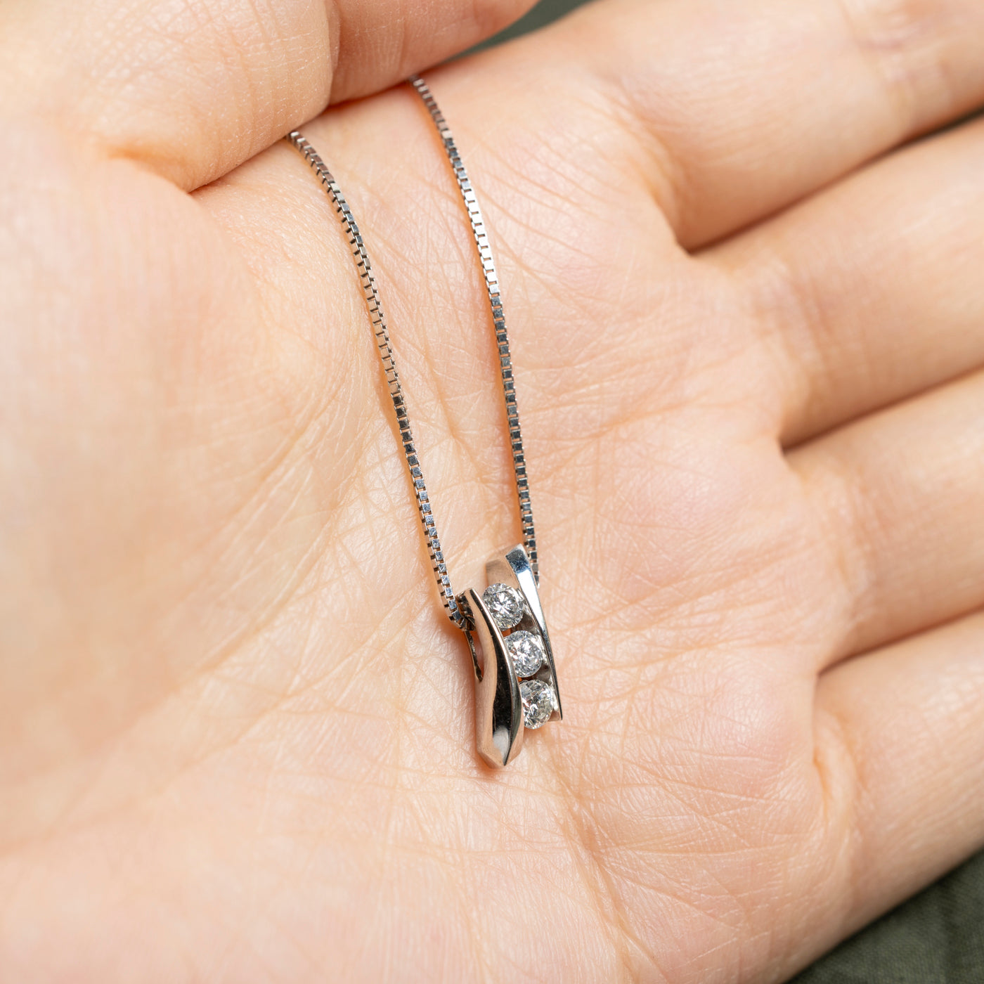 Channel Set Diamond Column Pendant Necklace | 0.44ctw | 20"