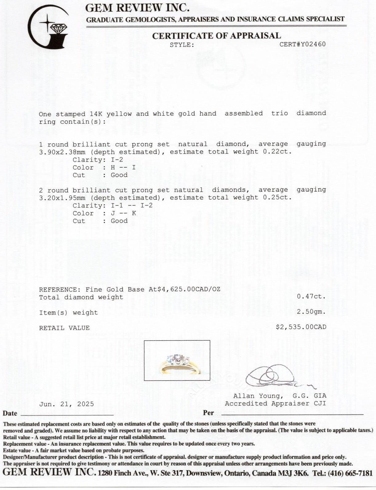 Three Stone Diamond Ring | 0.47ctw | SZ 6