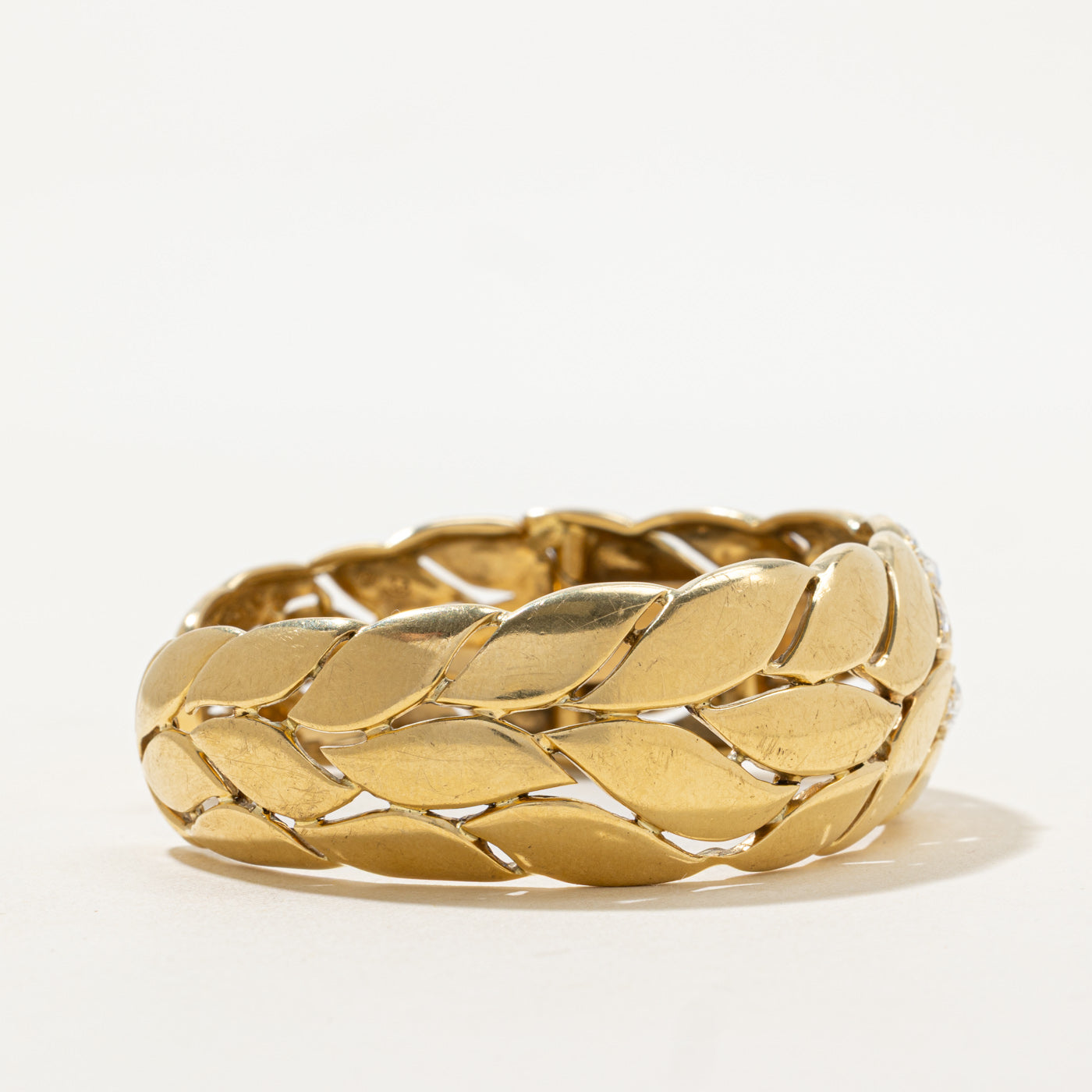 Rose Cut Diamond Leaf Design Cuff Bracelet | 1.5ctw |