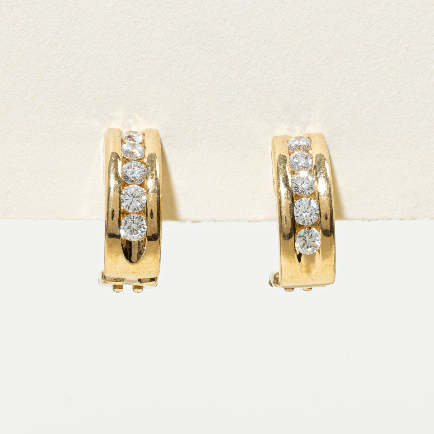 Channel Set Diamond Half Hoop Earrings | 1.0ctw |