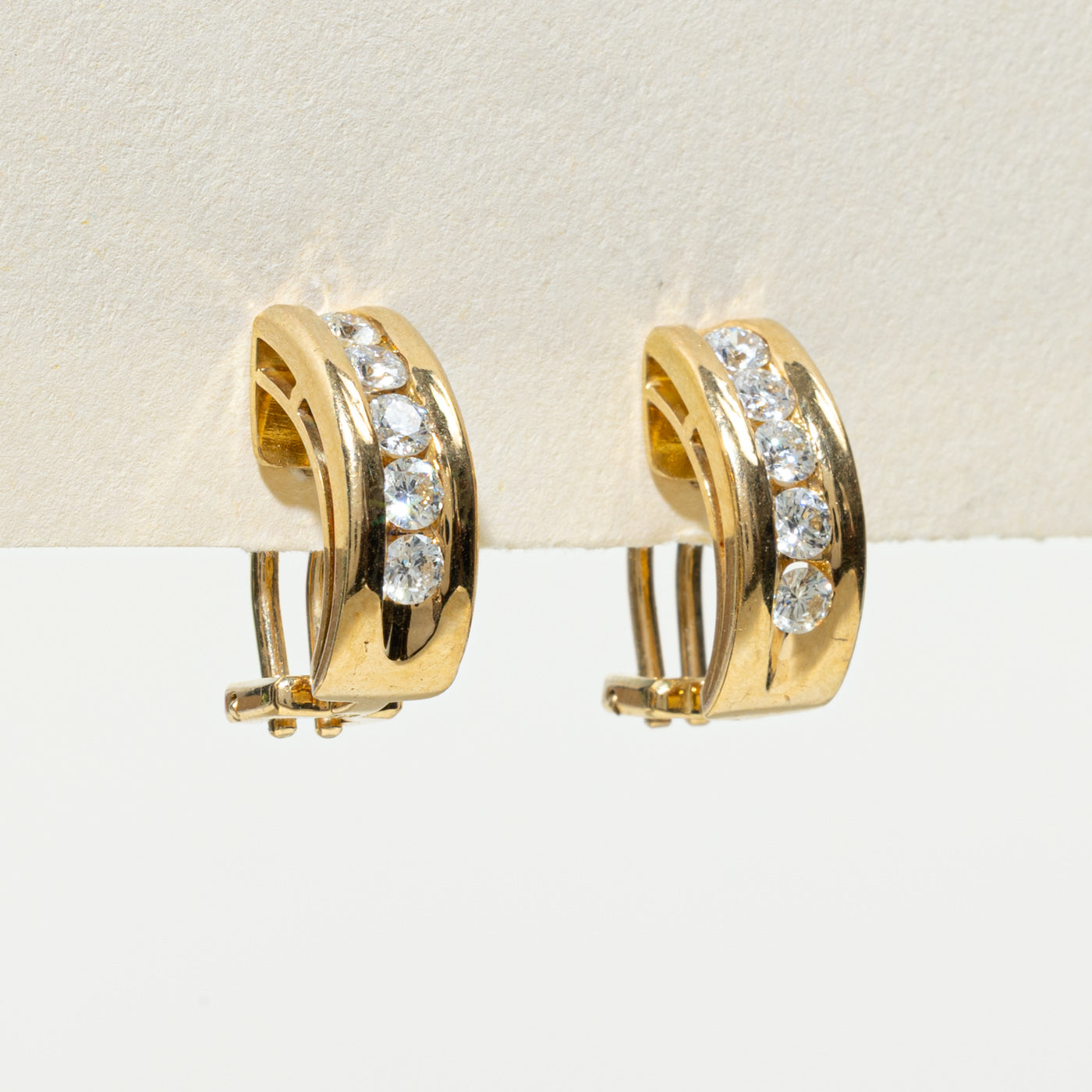 Channel Set Diamond Half Hoop Earrings | 1.0ctw |