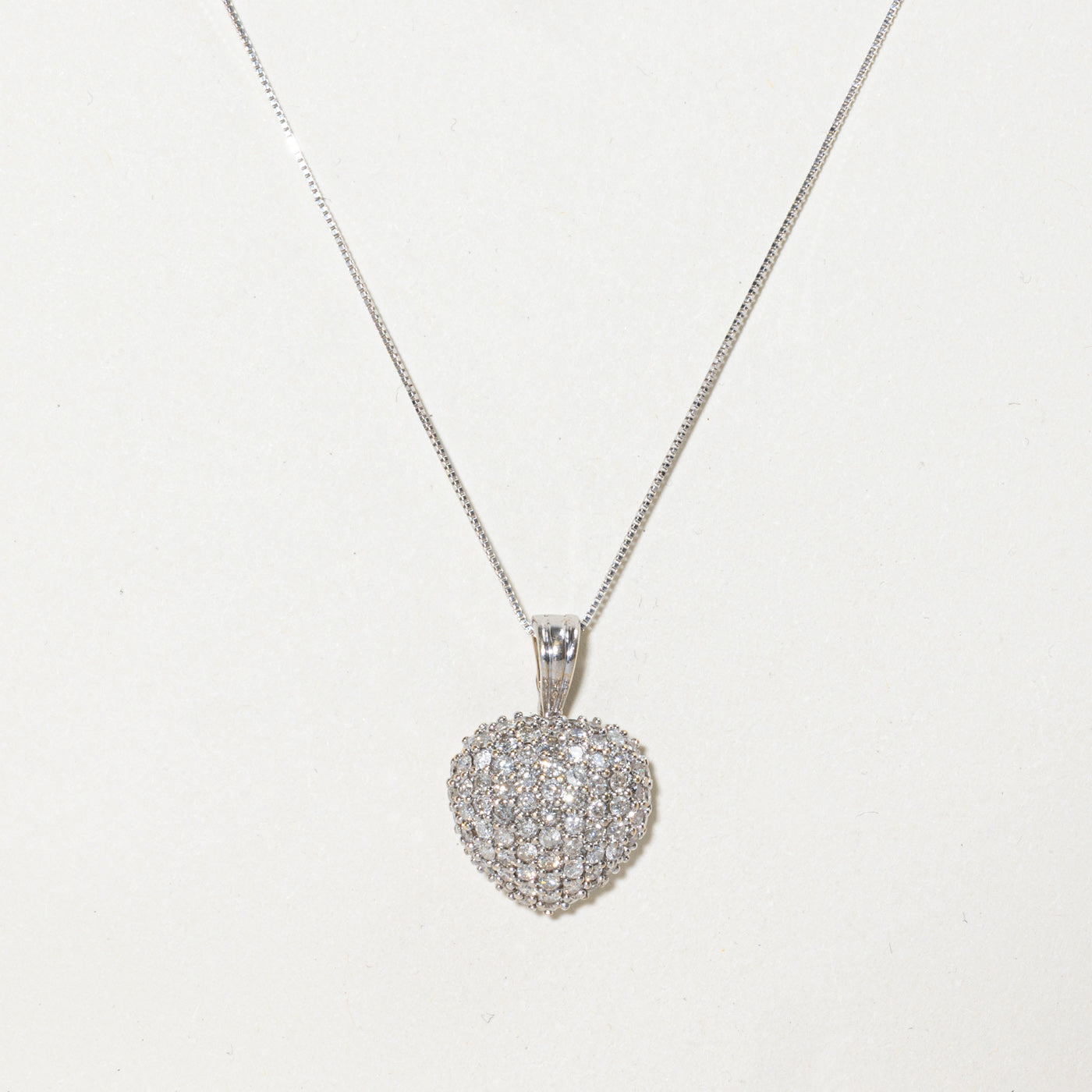 Pavé Set Diamond Puffed Heart Pendant Necklace | 2.61ctw | 18" |