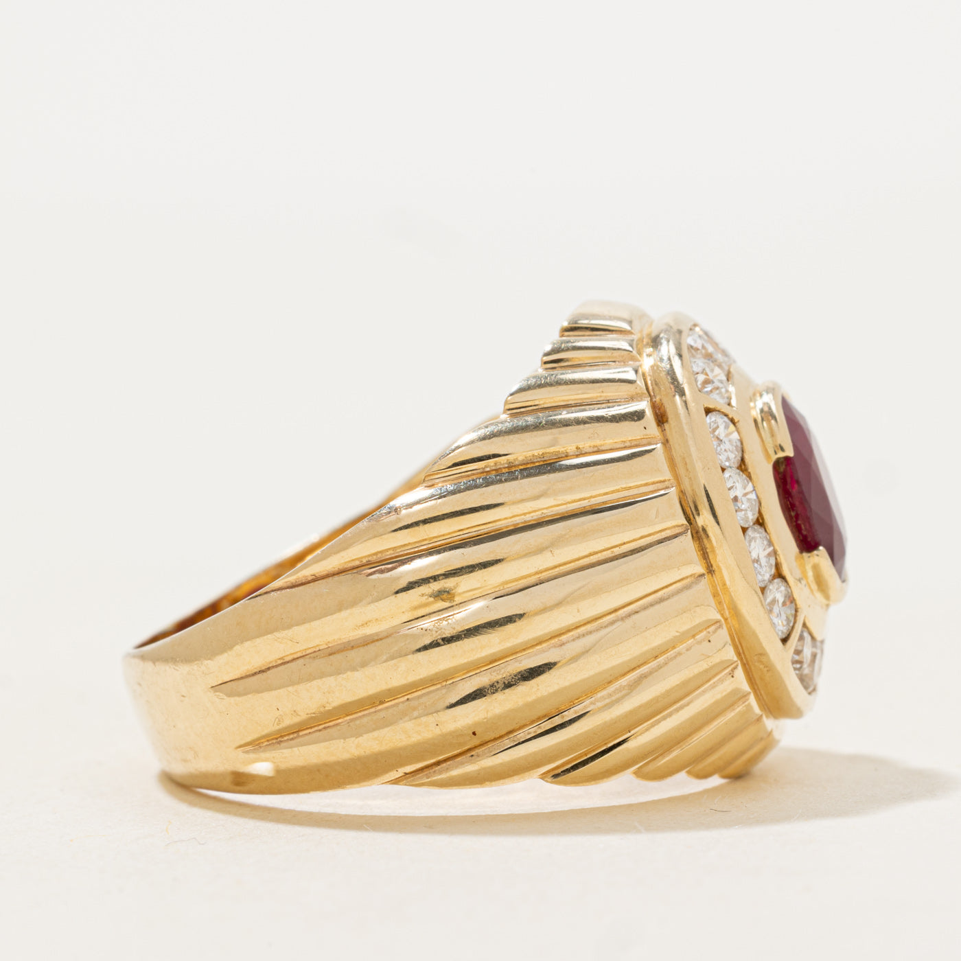 Ruby & Diamond Halo Cocktail Ring | 2.49ct, 1.04ctw | SZ 13.25 |