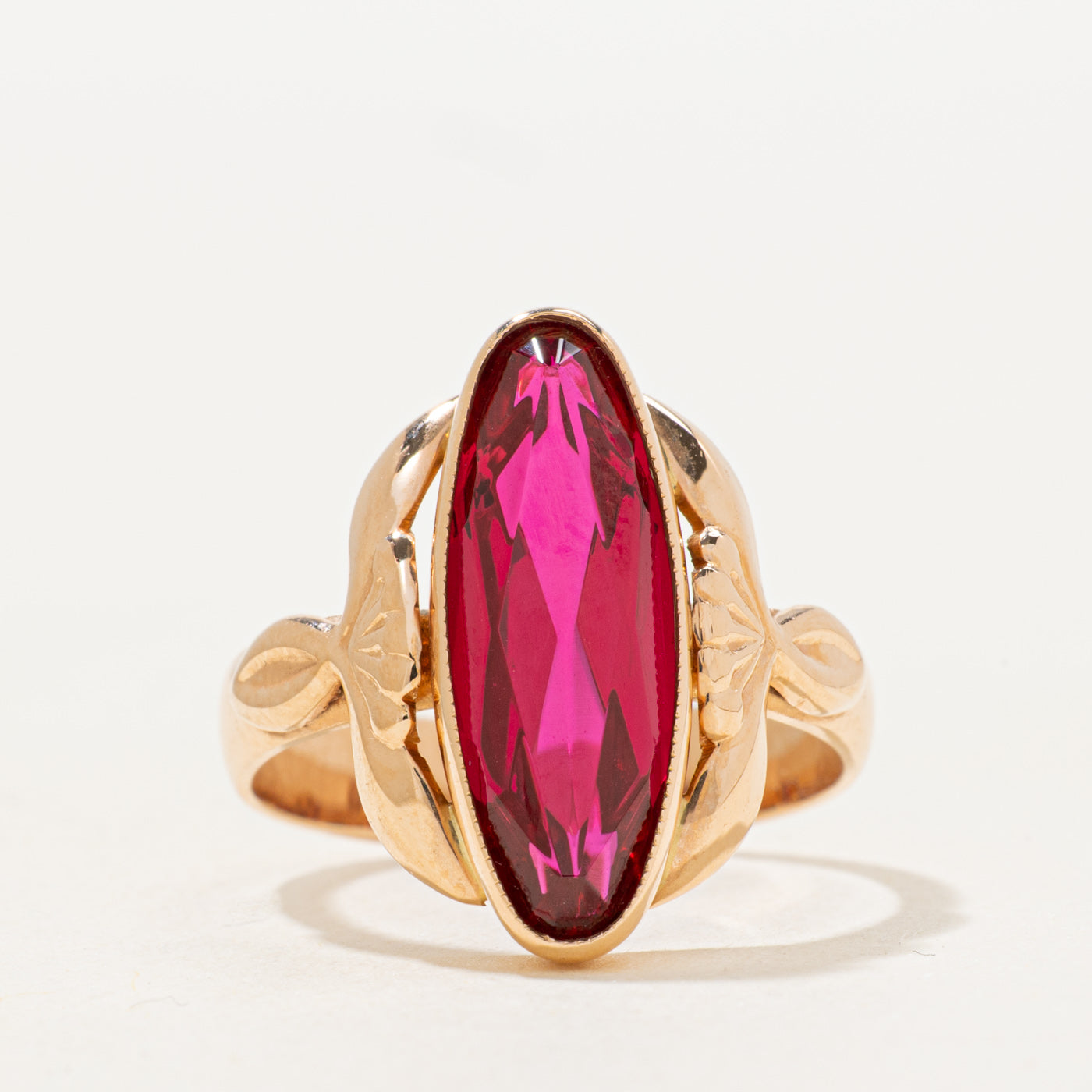 Bezel-set Synthetic Ruby ring with Soviet Hallmarks | 3.93ct | SZ 8.0 |