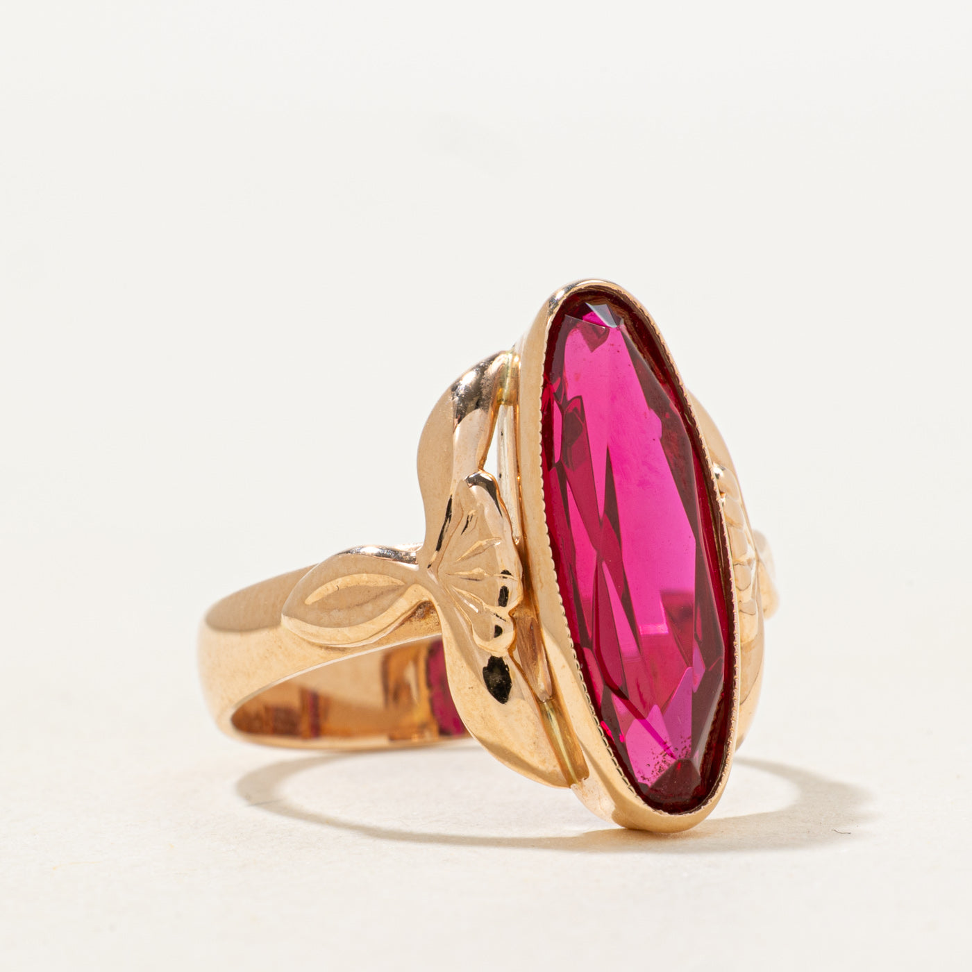 Bezel-set Synthetic Ruby ring with Soviet Hallmarks | 3.93ct | SZ 8.0 |