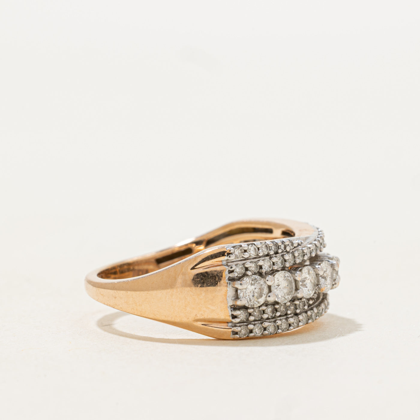 Multi Row Semi Eternity Diamond Crossover Ring | 1.0ctw | SZ 7.0 |