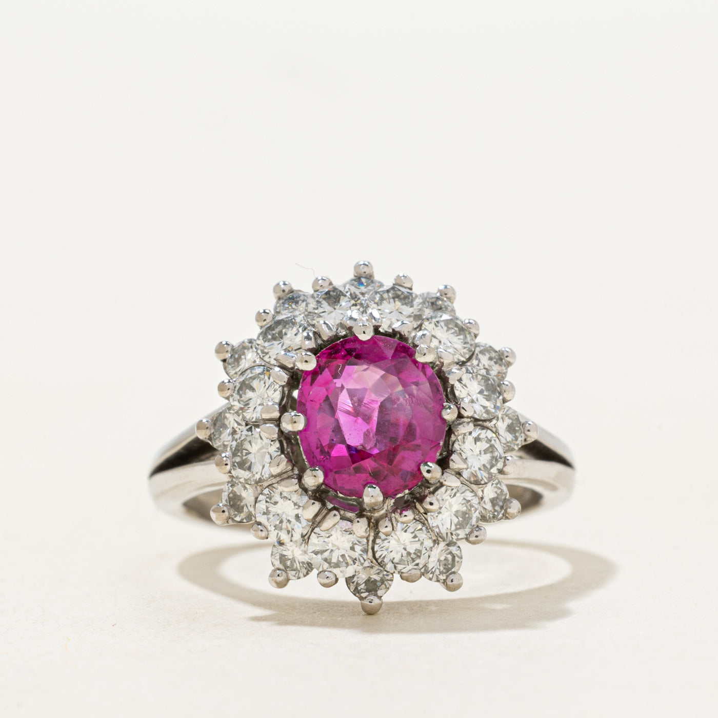 Pink Sapphire & Diamond Halo Ring | 1.55ct, 1.08ctw | SZ 5.75 |
