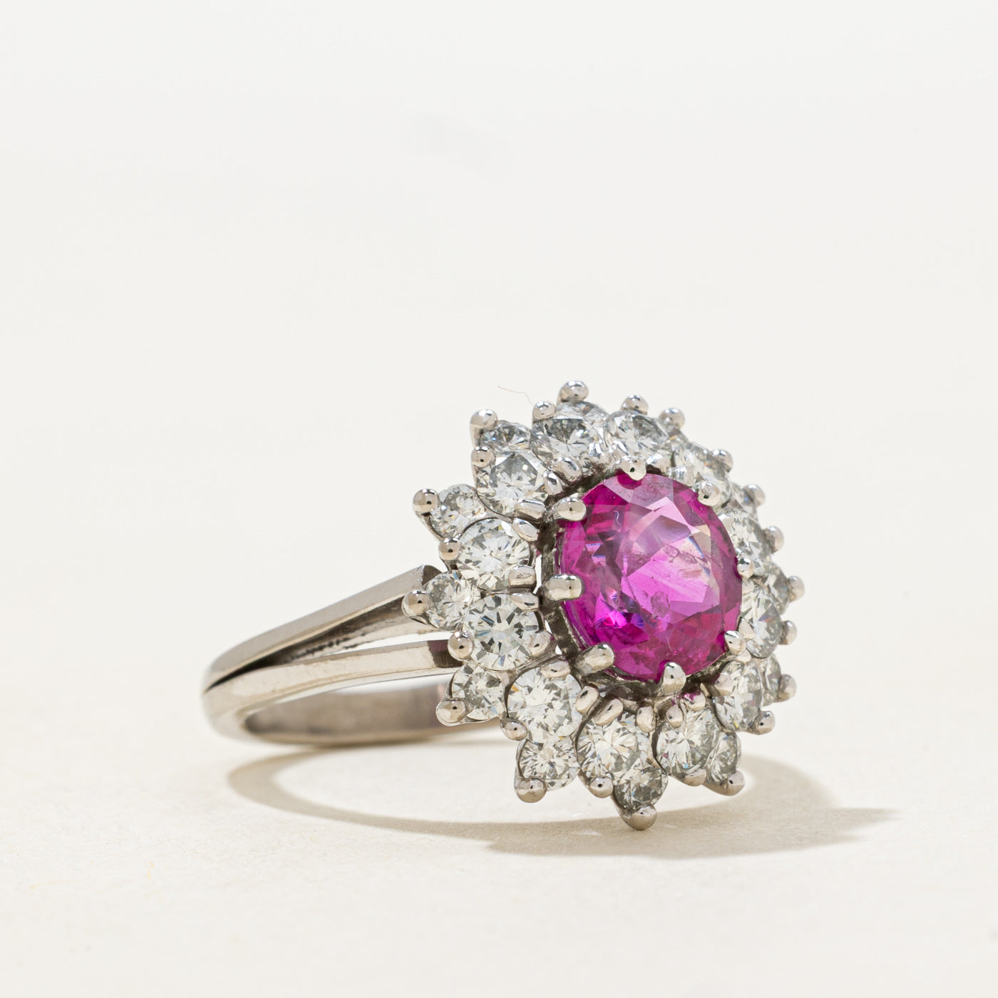 Pink Sapphire & Diamond Halo Ring | 1.55ct, 1.08ctw | SZ 5.75 |