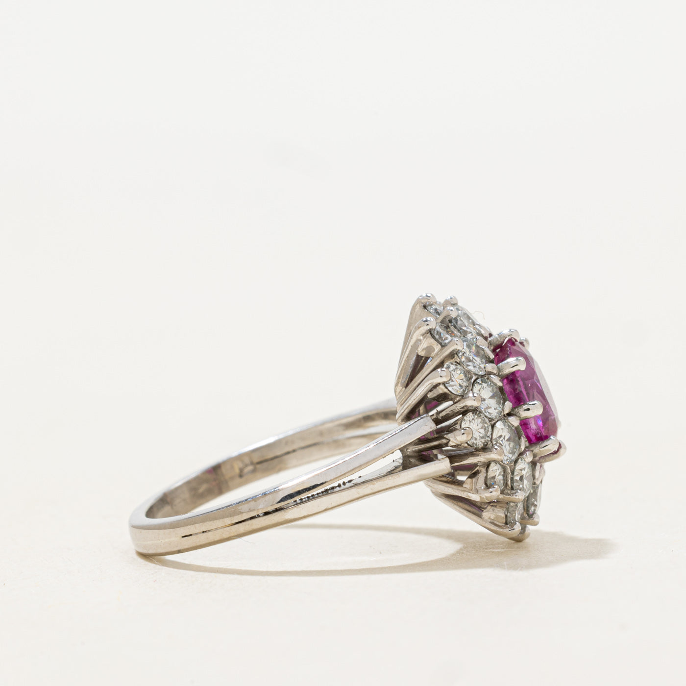 Pink Sapphire & Diamond Halo Ring | 1.55ct, 1.08ctw | SZ 5.75 |