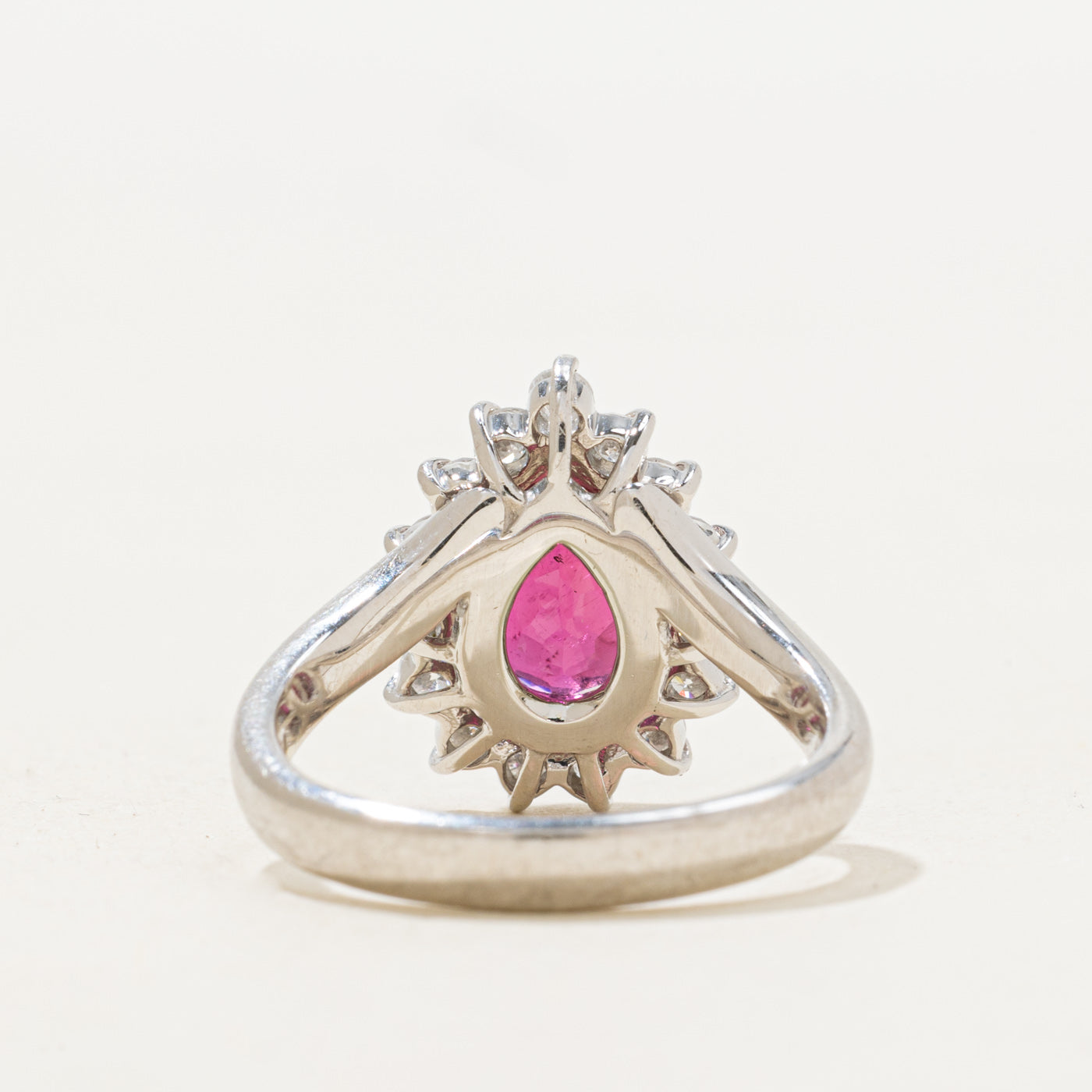 Pear Cut Pink Tourmaline & Diamond Petal Halo Ring | 2.63ct, 0.6ctw | SZ 6.25 |