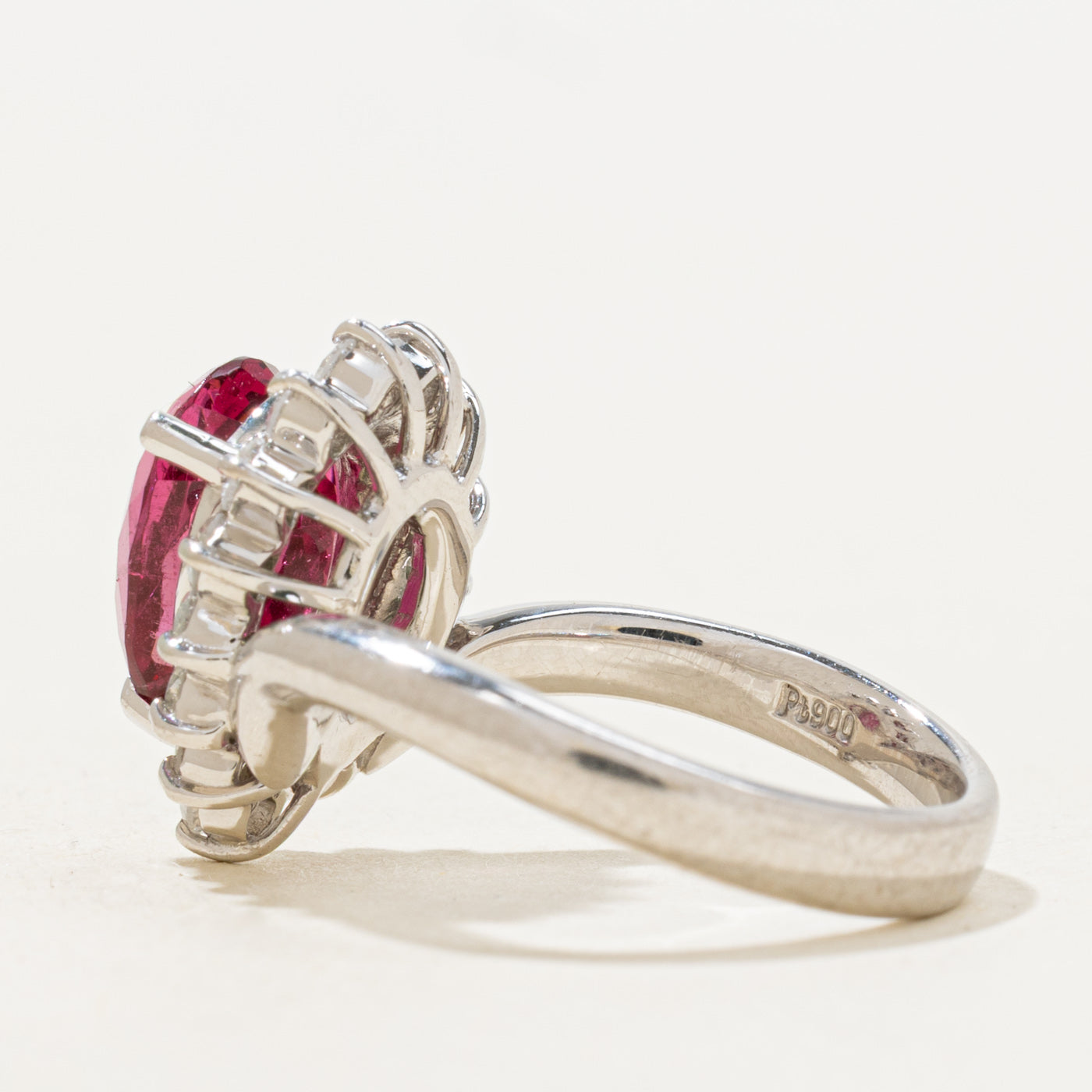 Pear Cut Pink Tourmaline & Diamond Petal Halo Ring | 2.63ct, 0.6ctw | SZ 6.25 |