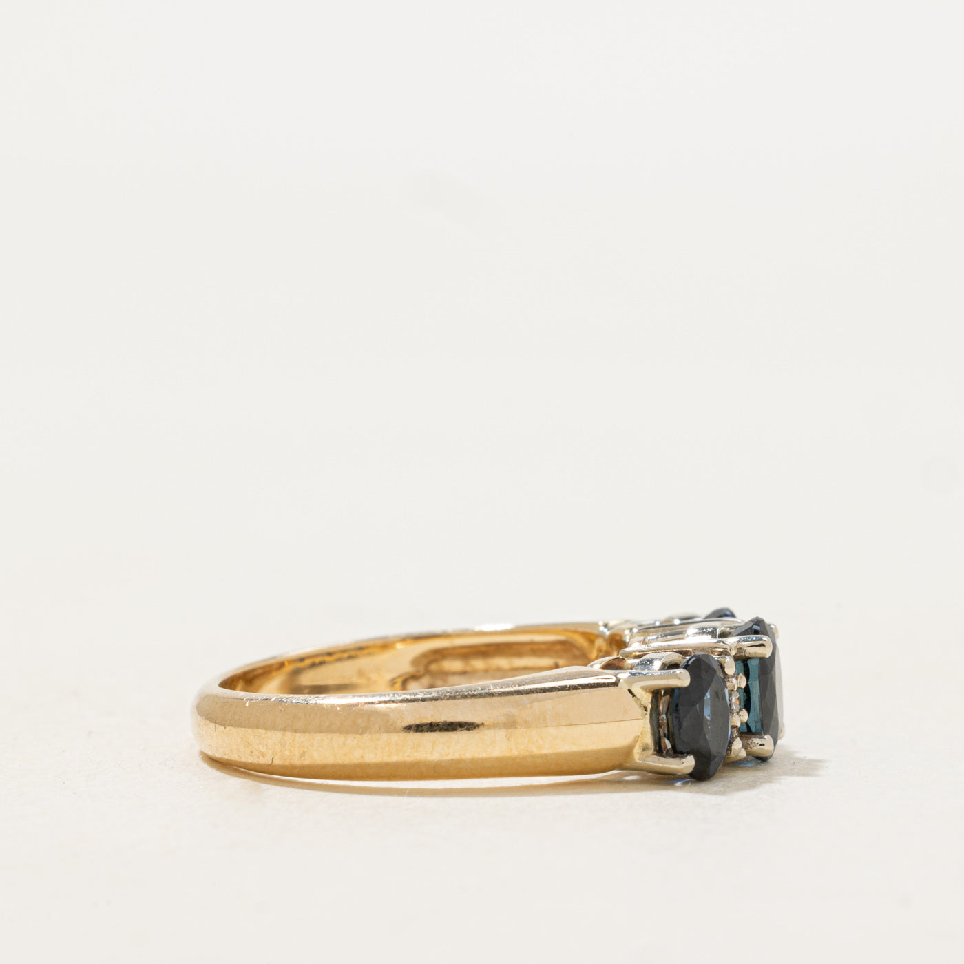 'Birks' Three Stone Sapphire & Diamond Ring | 1.75ctw, 0.06ctw | SZ 6.25 |