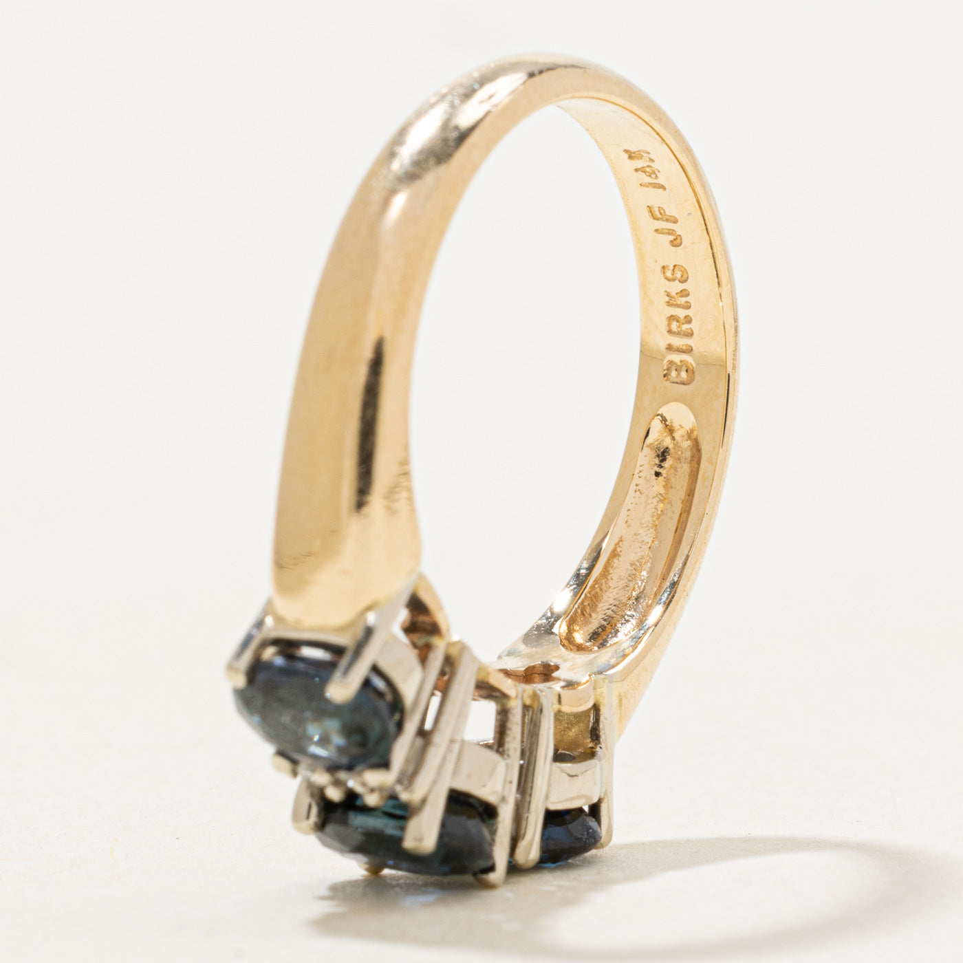 'Birks' Three Stone Sapphire & Diamond Ring | 1.75ctw, 0.06ctw | SZ 6.25 |