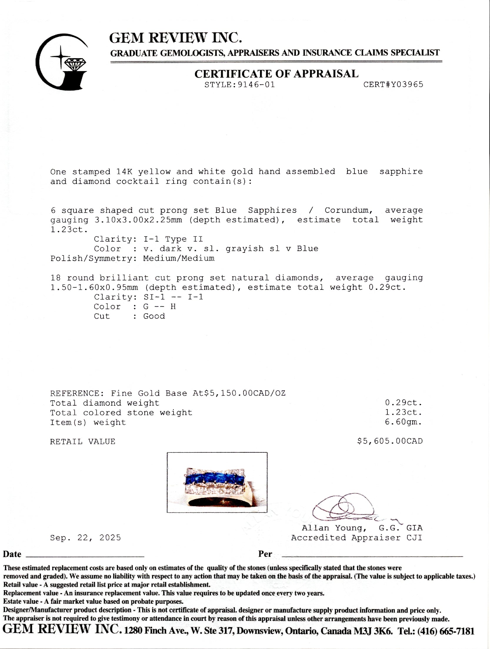 Bague bicolore à plusieurs rangs de diamants et saphirs | 0,29 ct, 1,23 ct au total | Taille 9,5