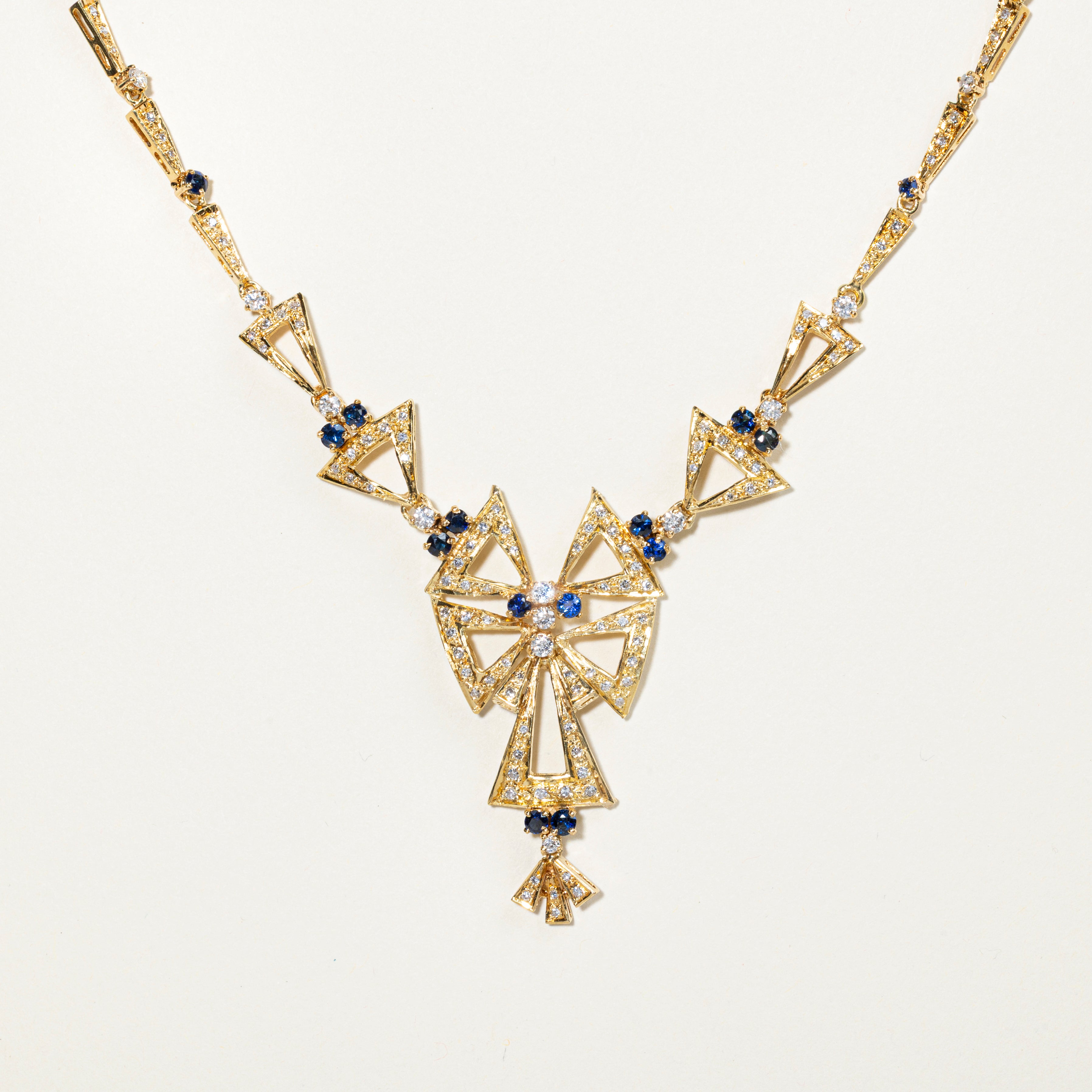 Collier statement nœud en saphirs et diamants | 1,98 ct, 1,61 ct | 42 cm