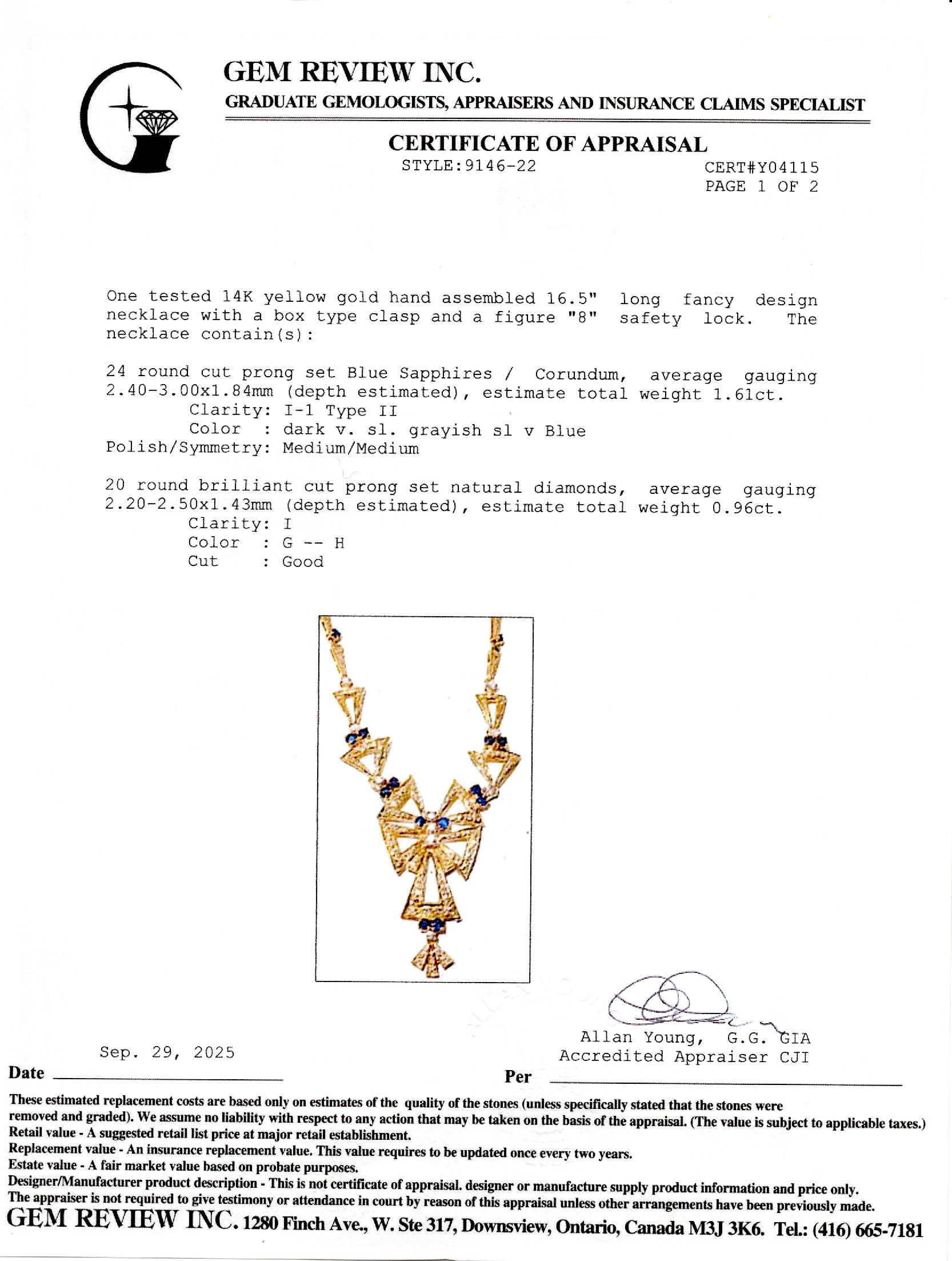 Collier statement nœud en saphirs et diamants | 1,98 ct, 1,61 ct | 42 cm
