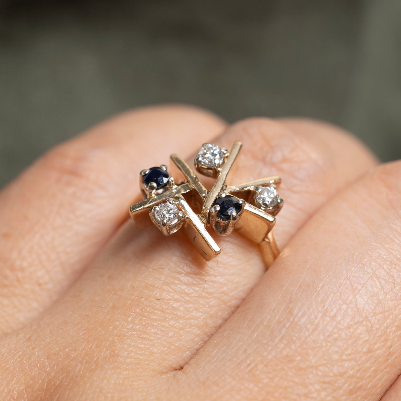 Sapphire & Diamond Scattered Cluster Cocktail Ring | 0.19ctw, 0.20ctw | SZ 7.75