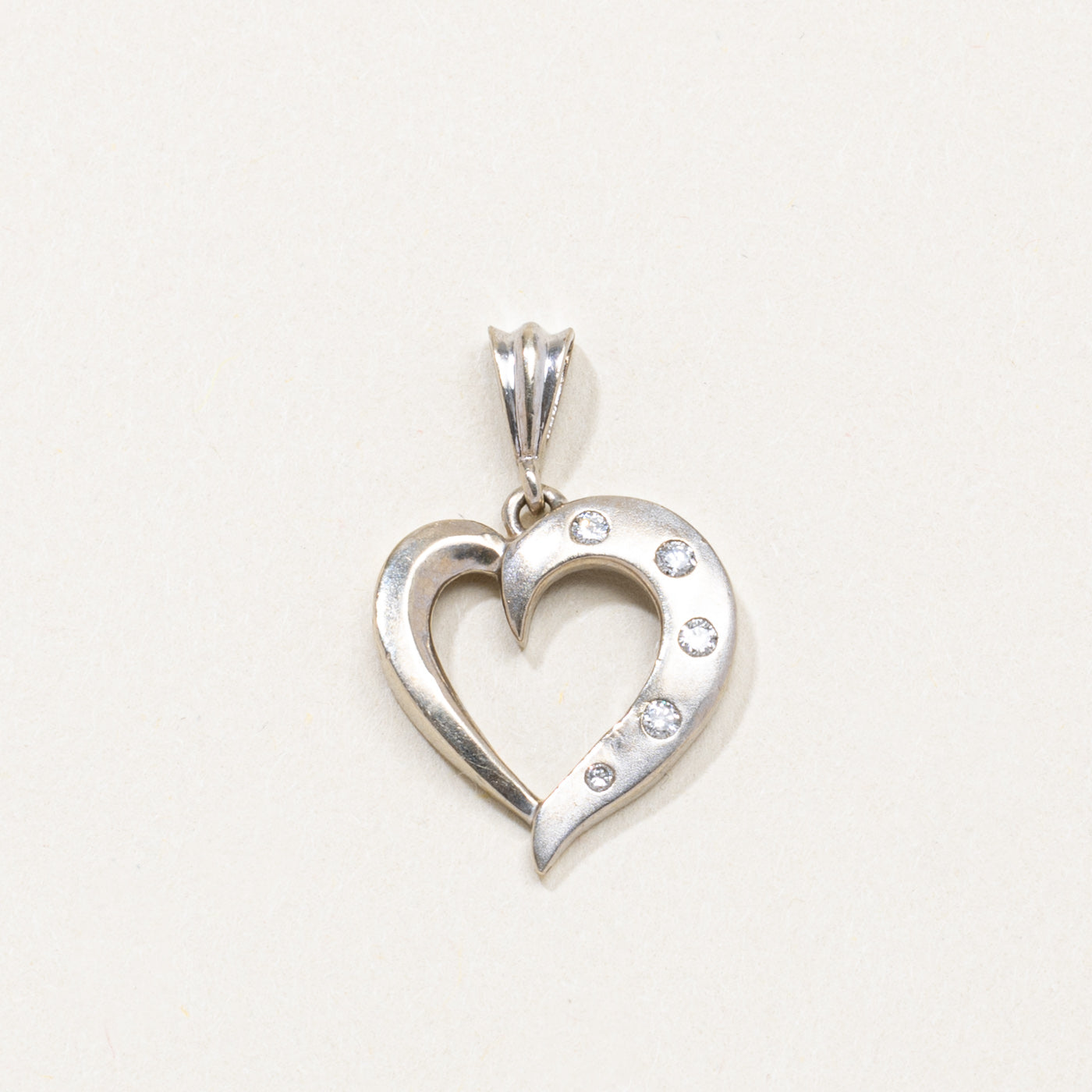 10K Two Tone Diamond Open Heart Pendant