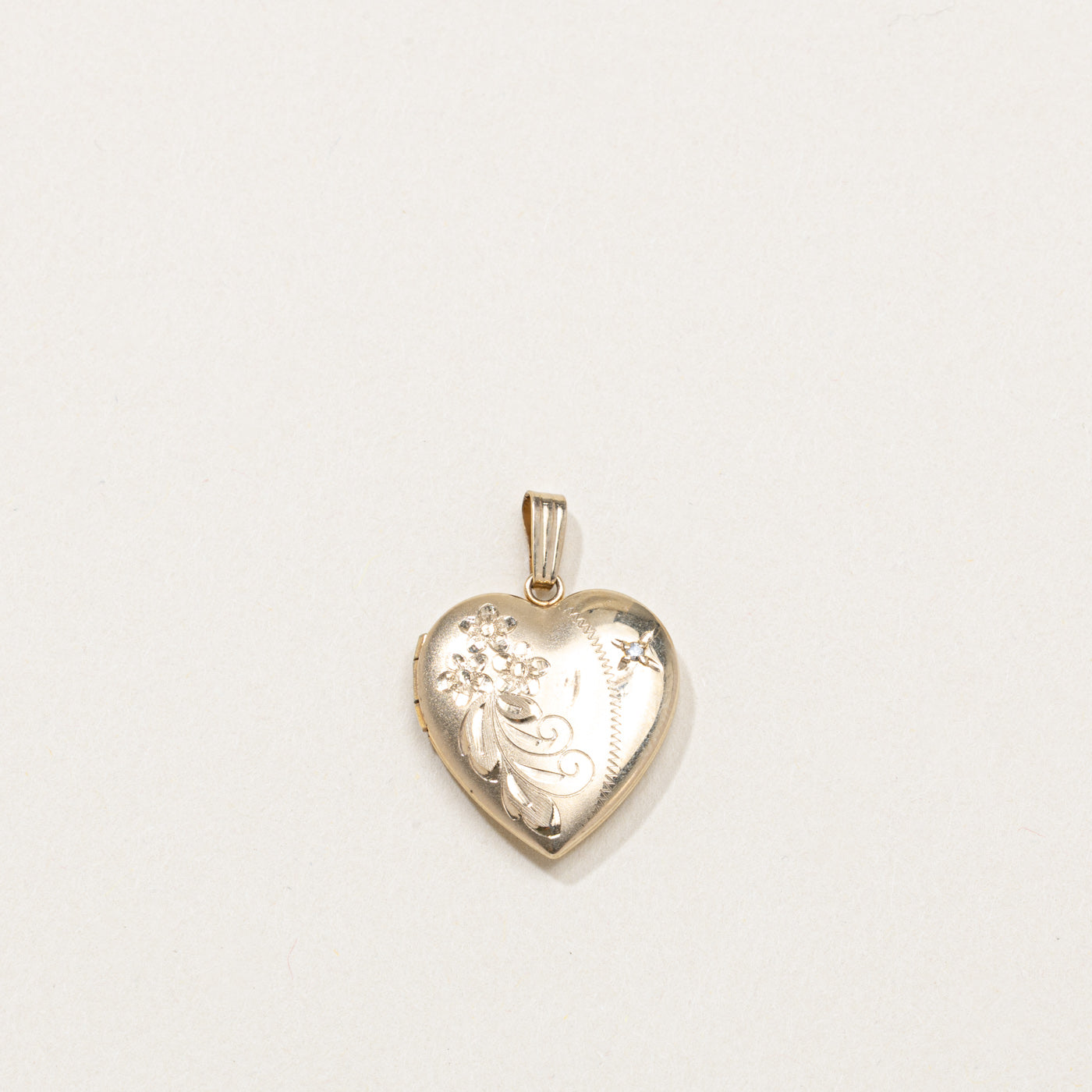 10K Diamond Engraved Heart Locket