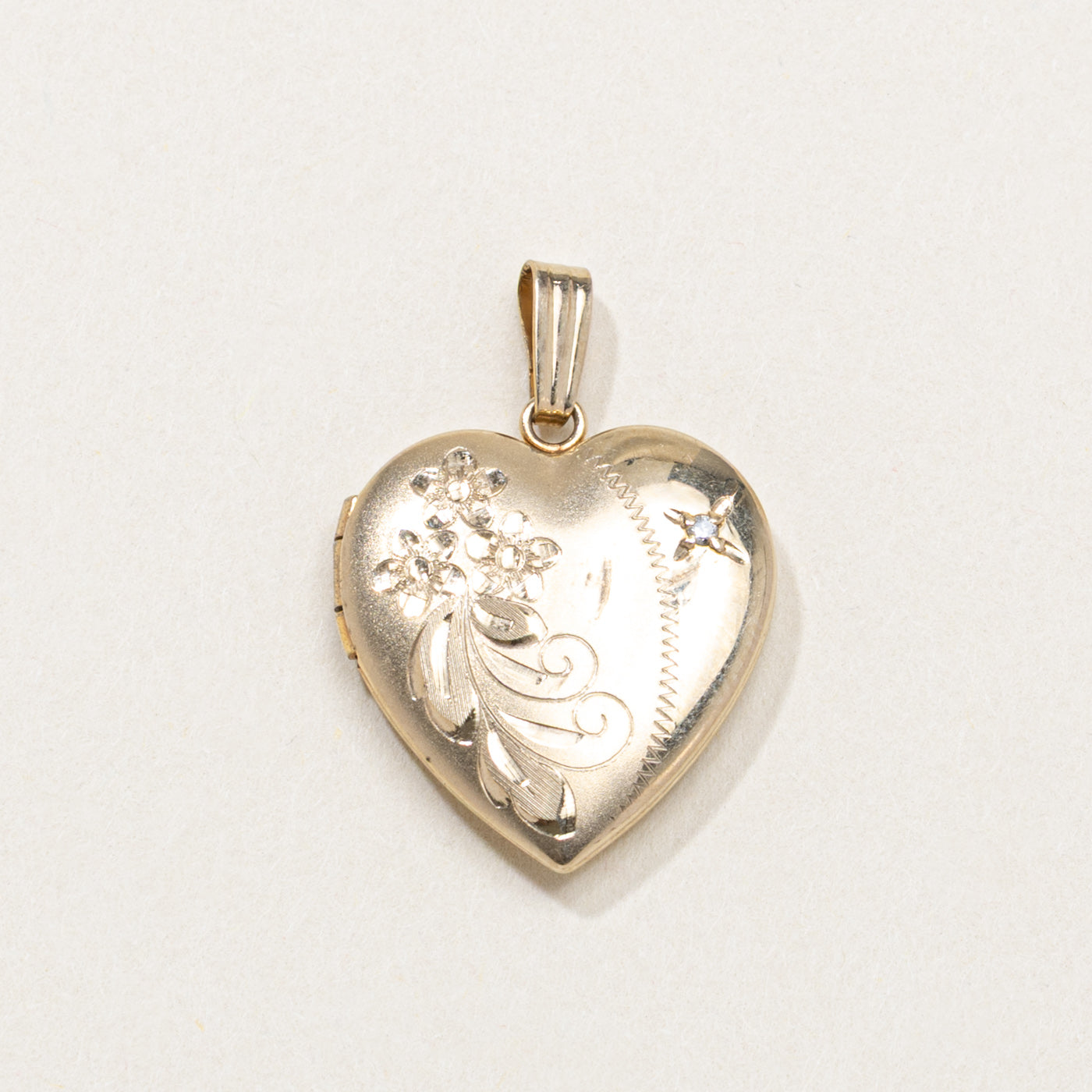 10K Diamond Engraved Heart Locket
