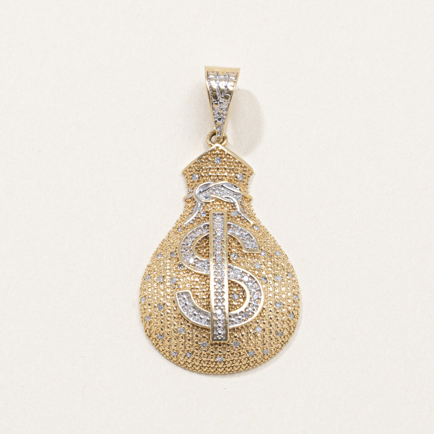 10K Diamond Money Bag Pendant