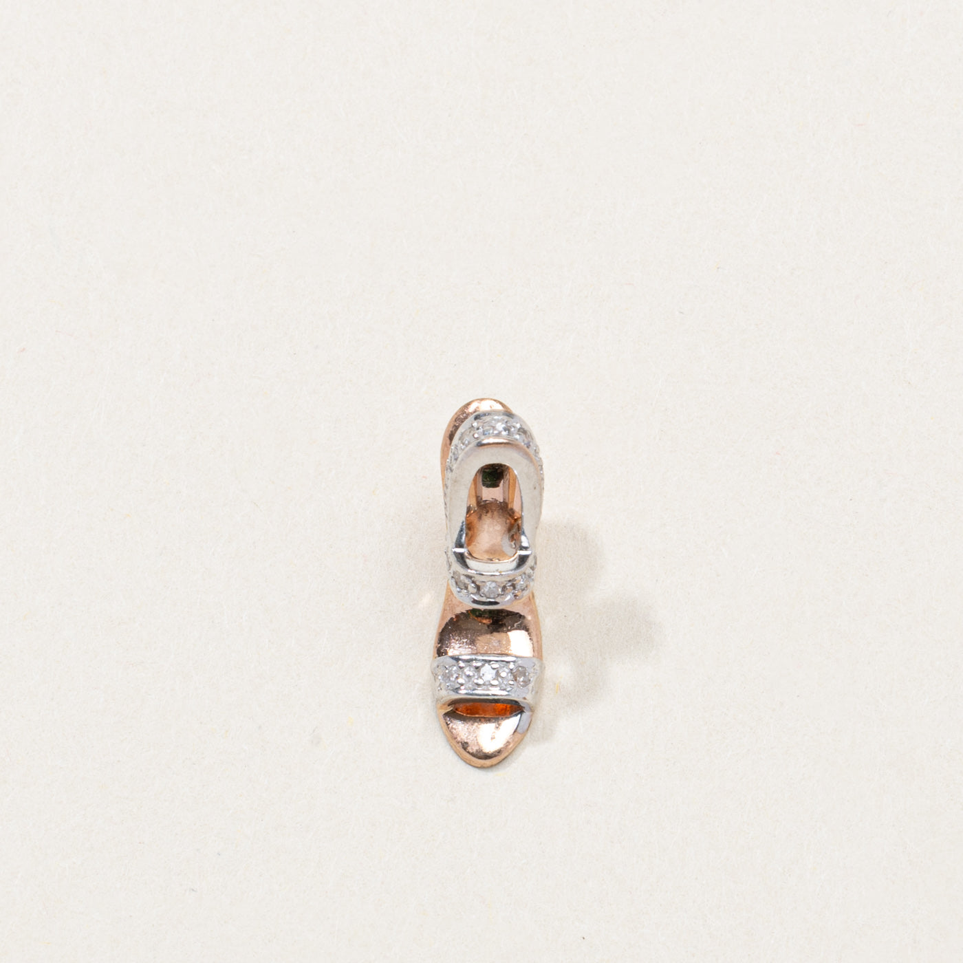 10K Two Tone Diamond High Heel Shoe Charm