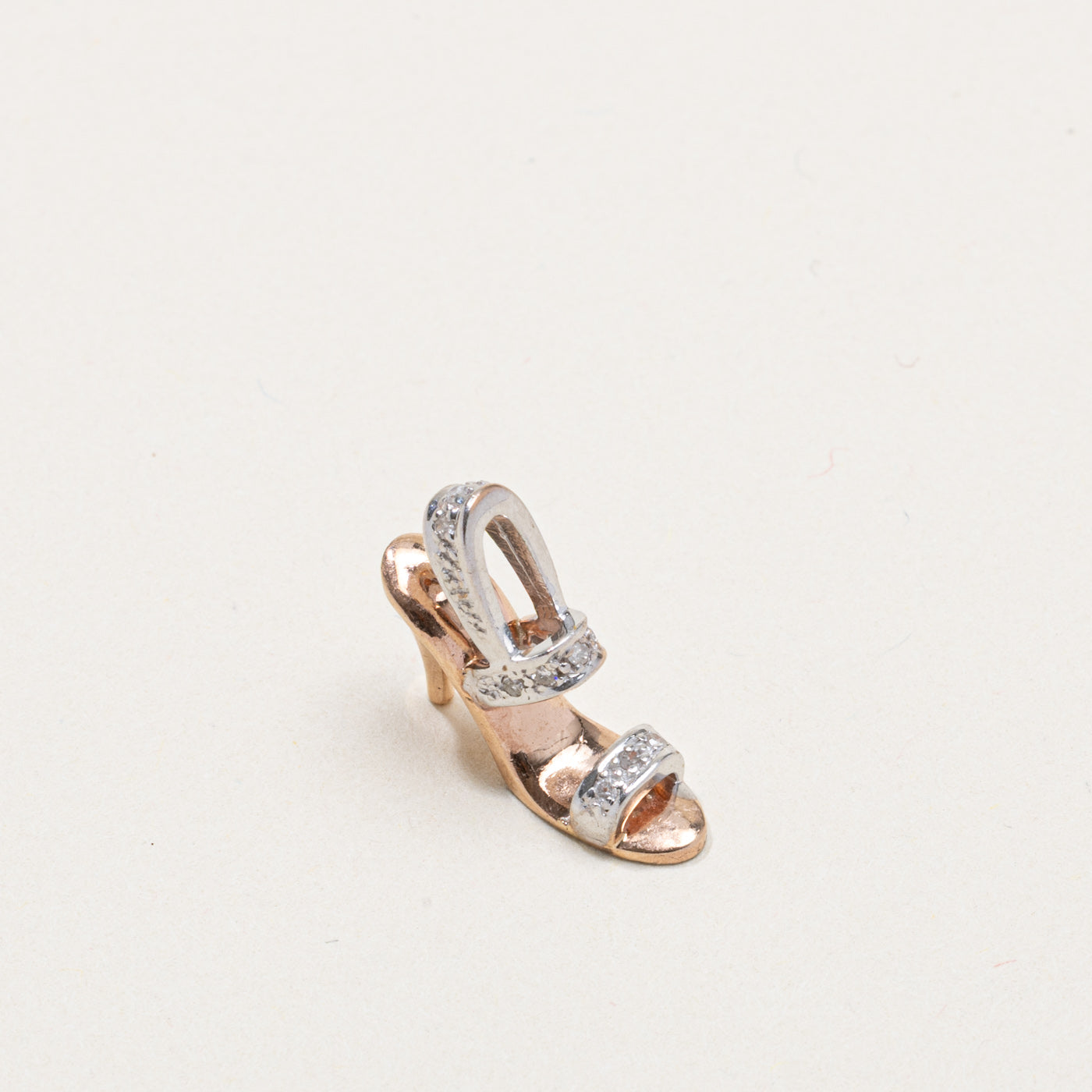 10K Two Tone Diamond High Heel Shoe Charm