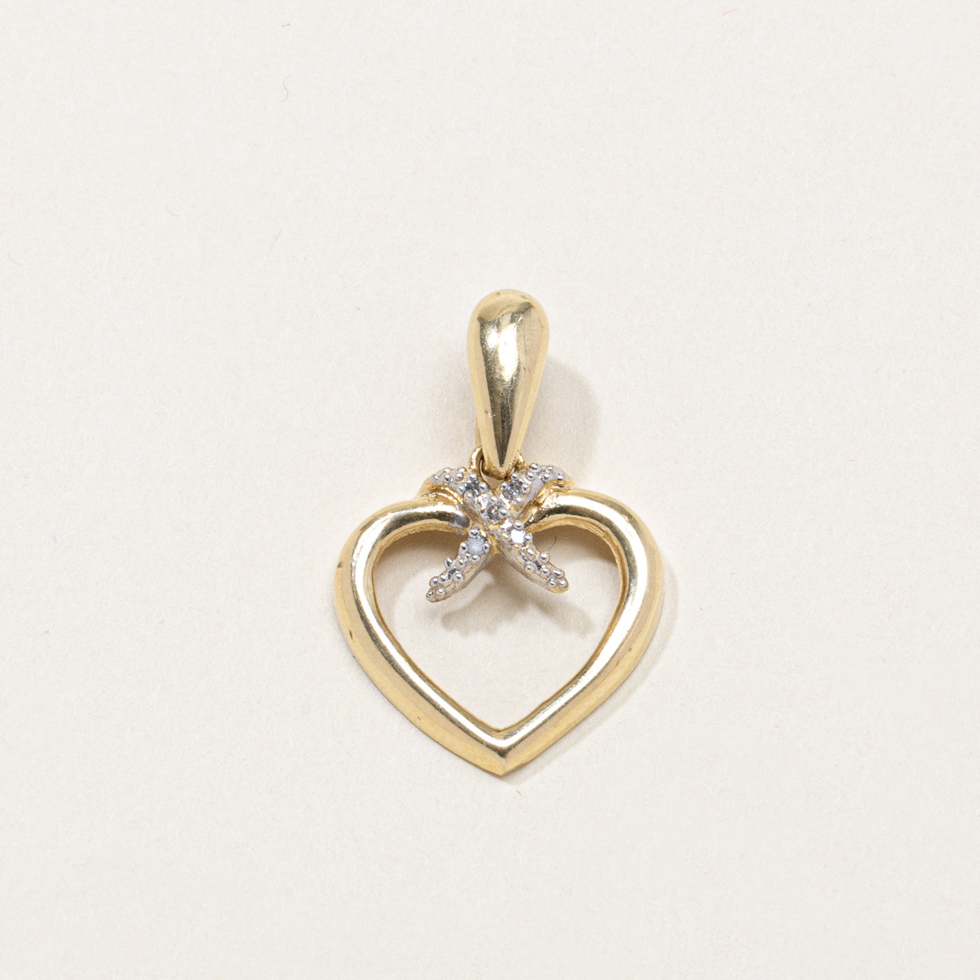 14K Diamond Open Heart Pendant