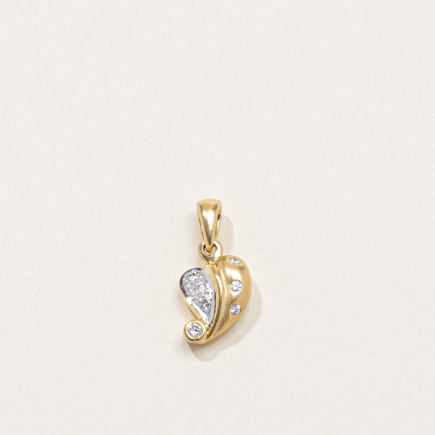 18k Diamond Curved Heart Pendant
