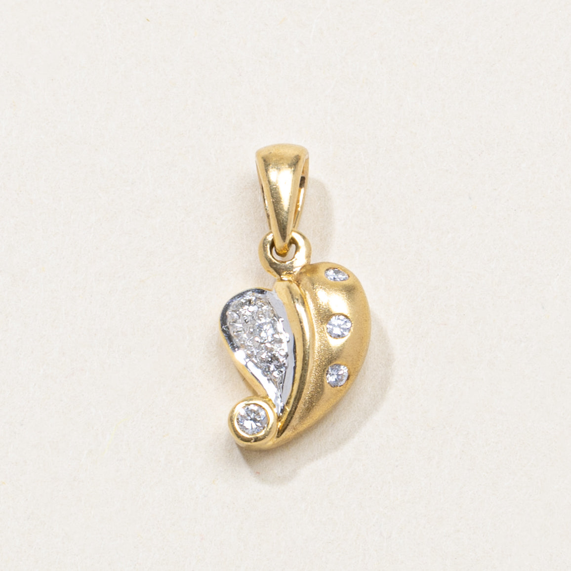 18k Diamond Curved Heart Pendant