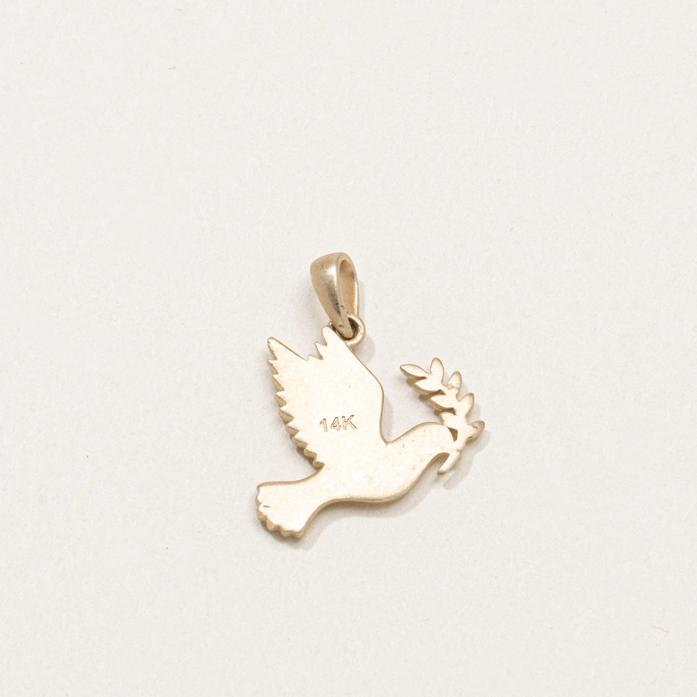 14K Diamond Dove Bird Pendant