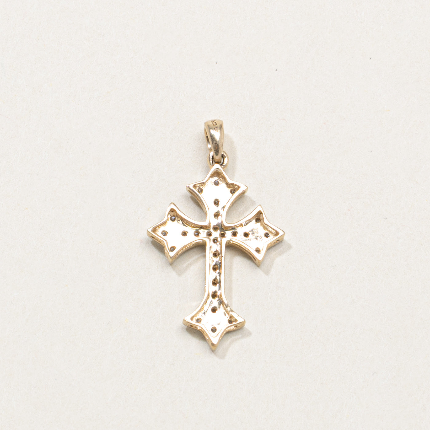 10K Two Tone Diamond Ornate Cross Pendant