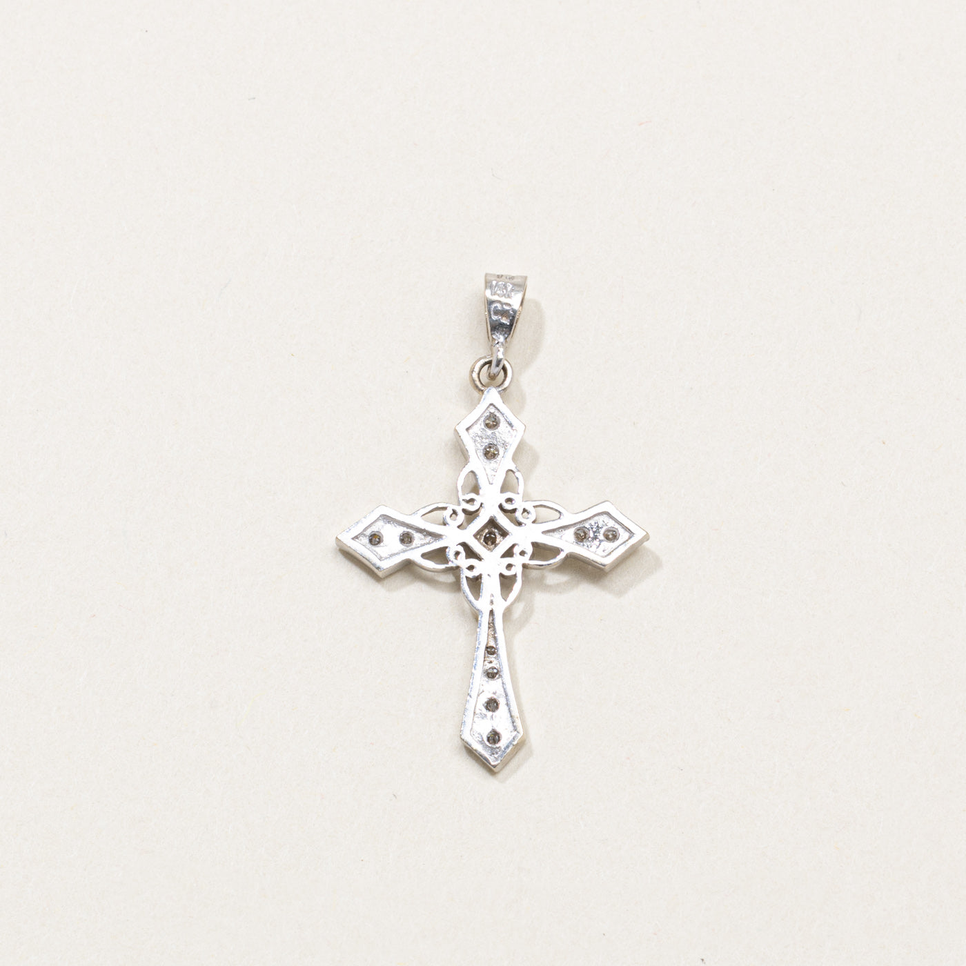 14K Diamond Ornate Cross Pendant