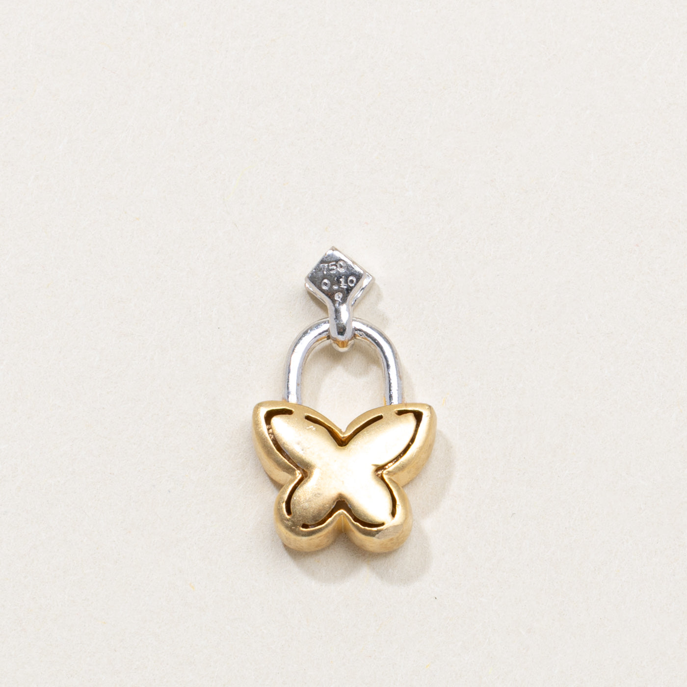 Pendentif papillon cadenas en or bicolore 18 carats et diamants