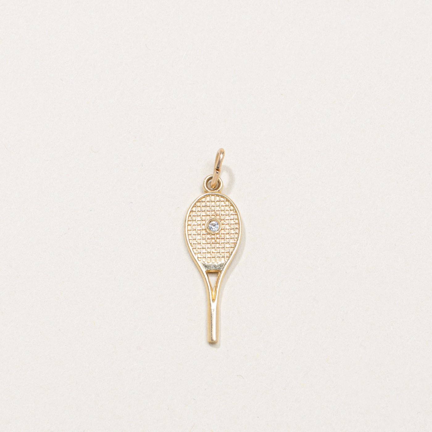 14K Diamond Tennis Racket Charm