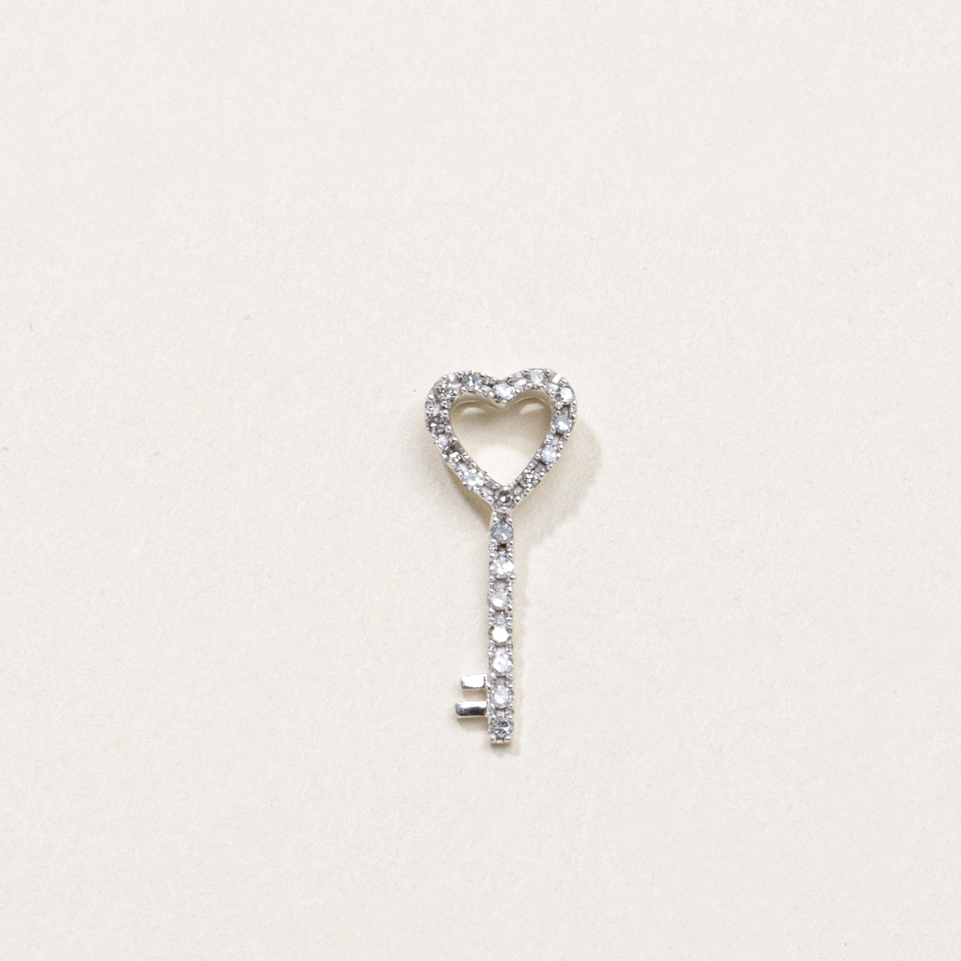10K Diamond Heart Key Pendant