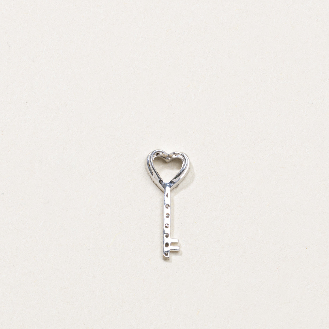 10K Diamond Heart Key Pendant