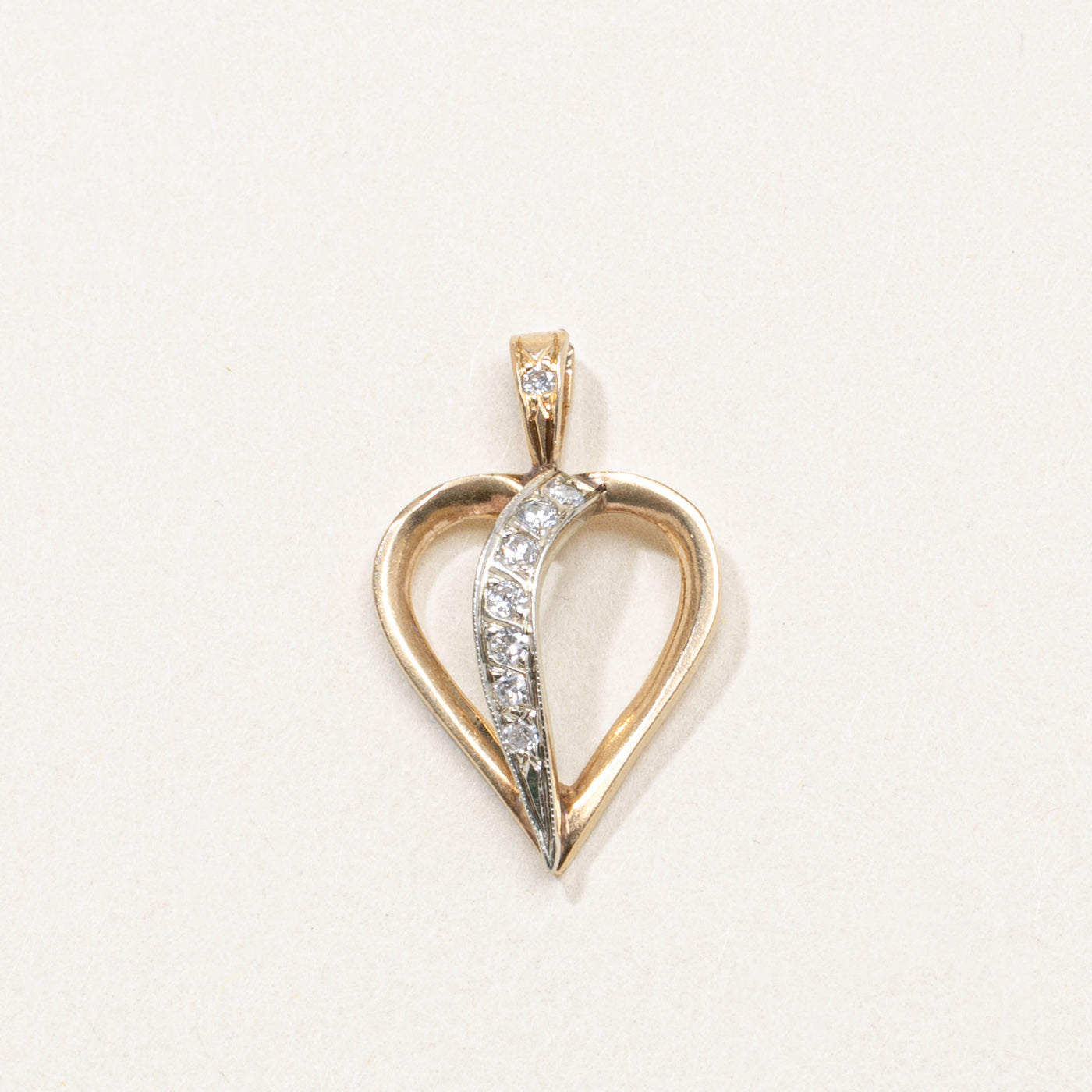 14K Diamond Open Heart Pendant