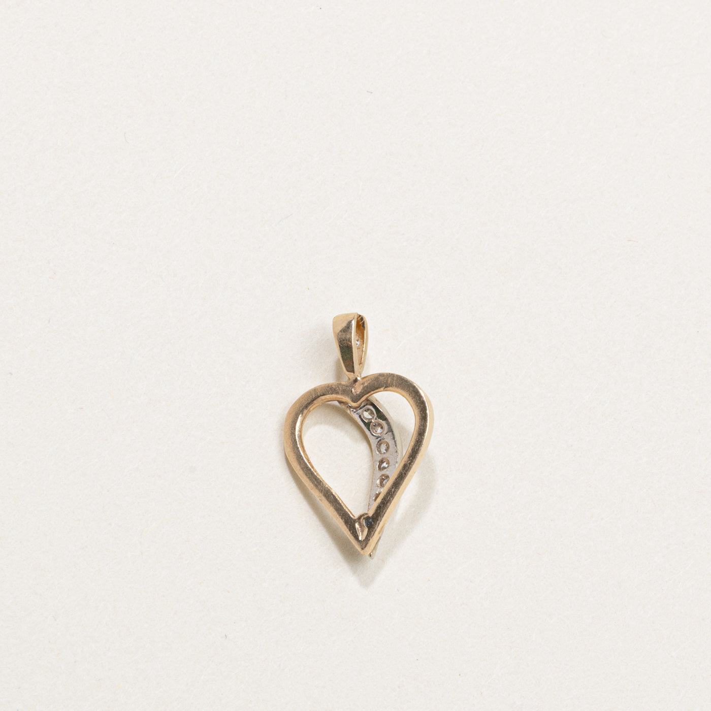 14K Diamond Open Heart Pendant