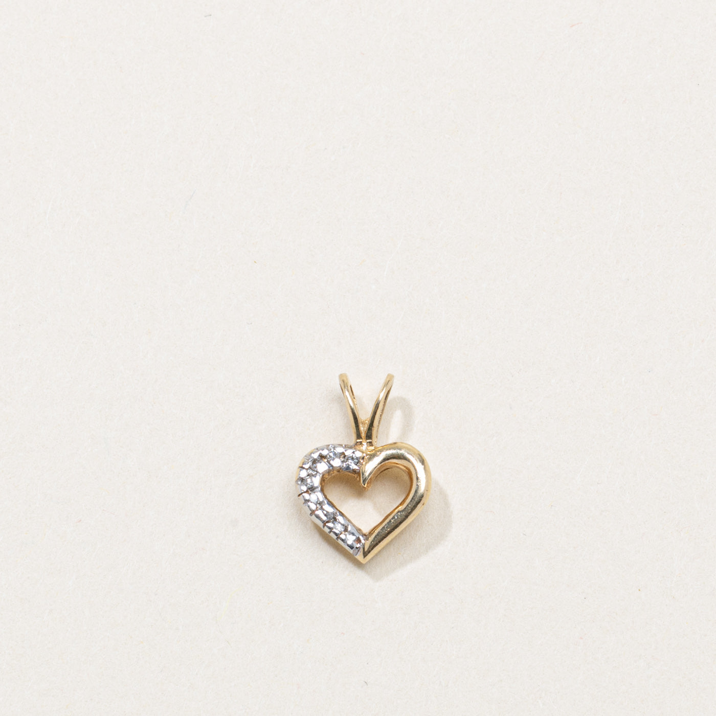 10K Diamond Open Heart Pendant