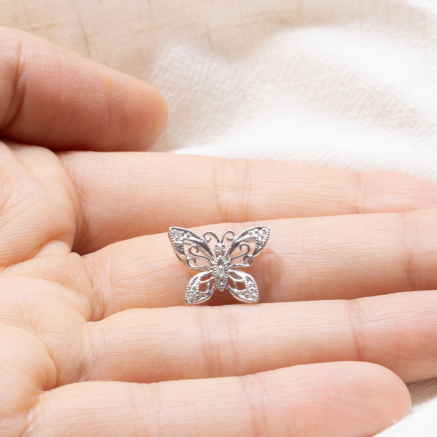 10K Diamond Scrollwork Butterfly Pendant