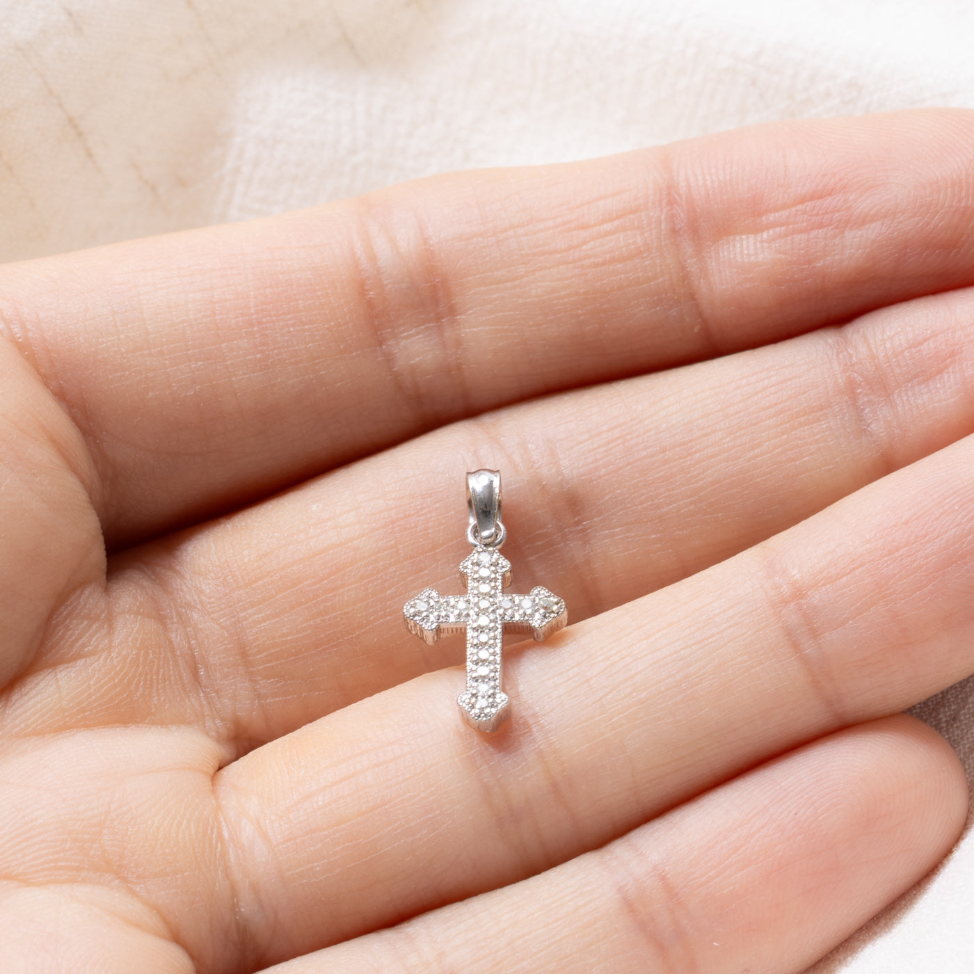 14K Diamond Cross Pendant