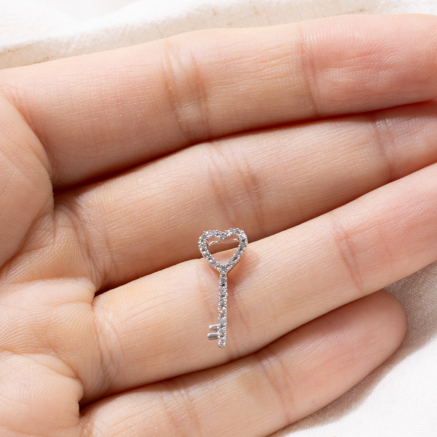 10K Diamond Heart Key Pendant
