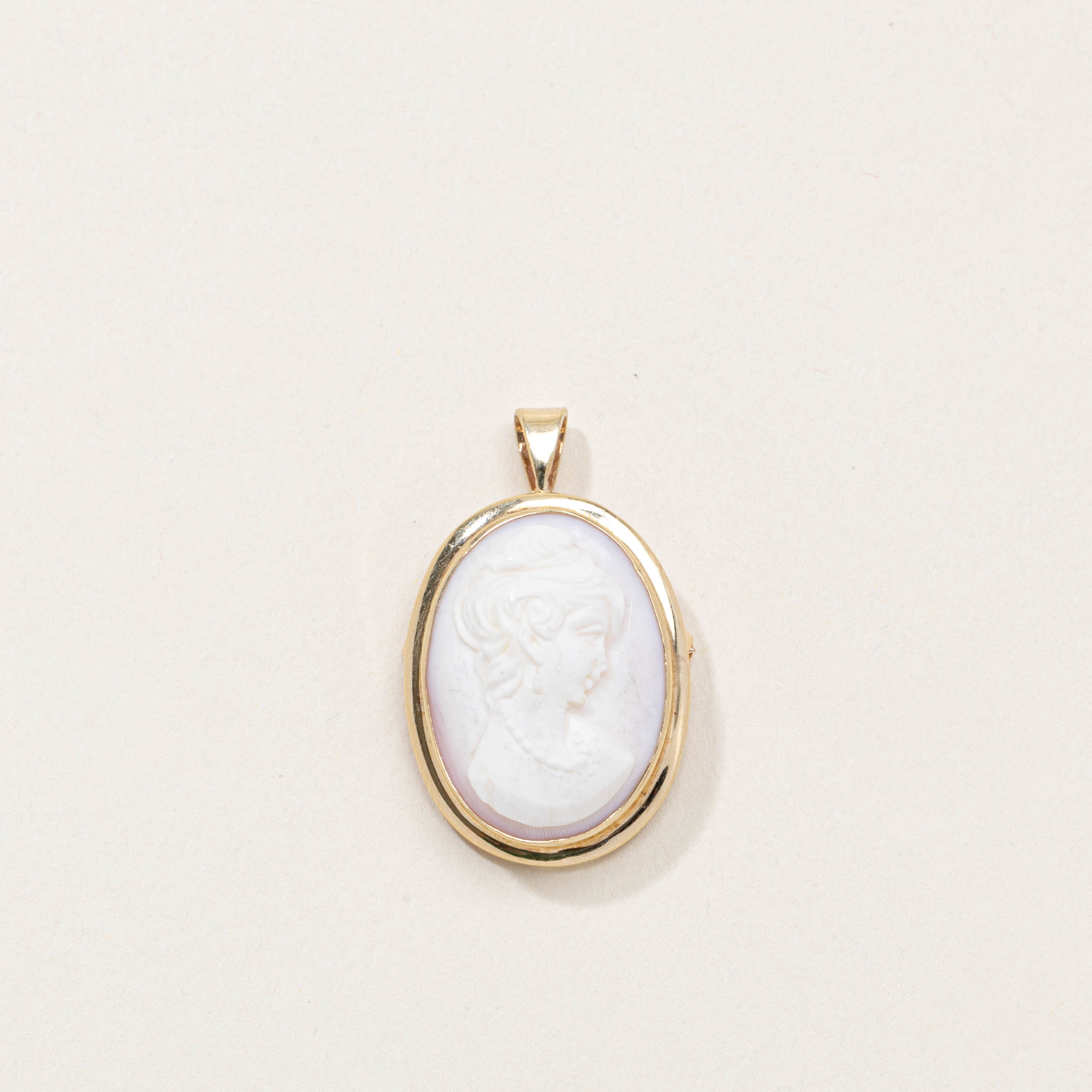 14k Shell Cameo Pendant Brooch | 15.00ct