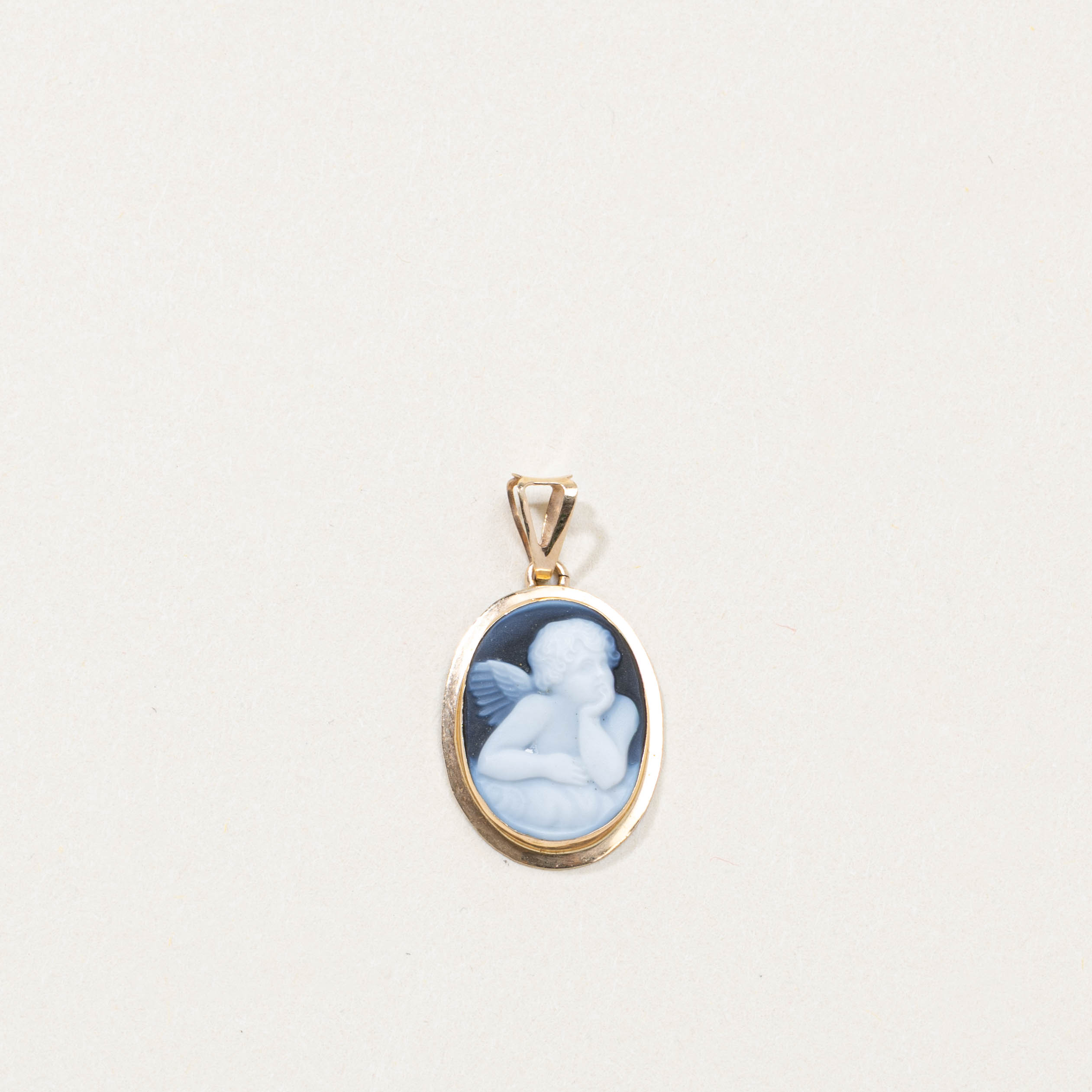 Italian 10k Cherub Shell Cameo Pendant | 3.00ct