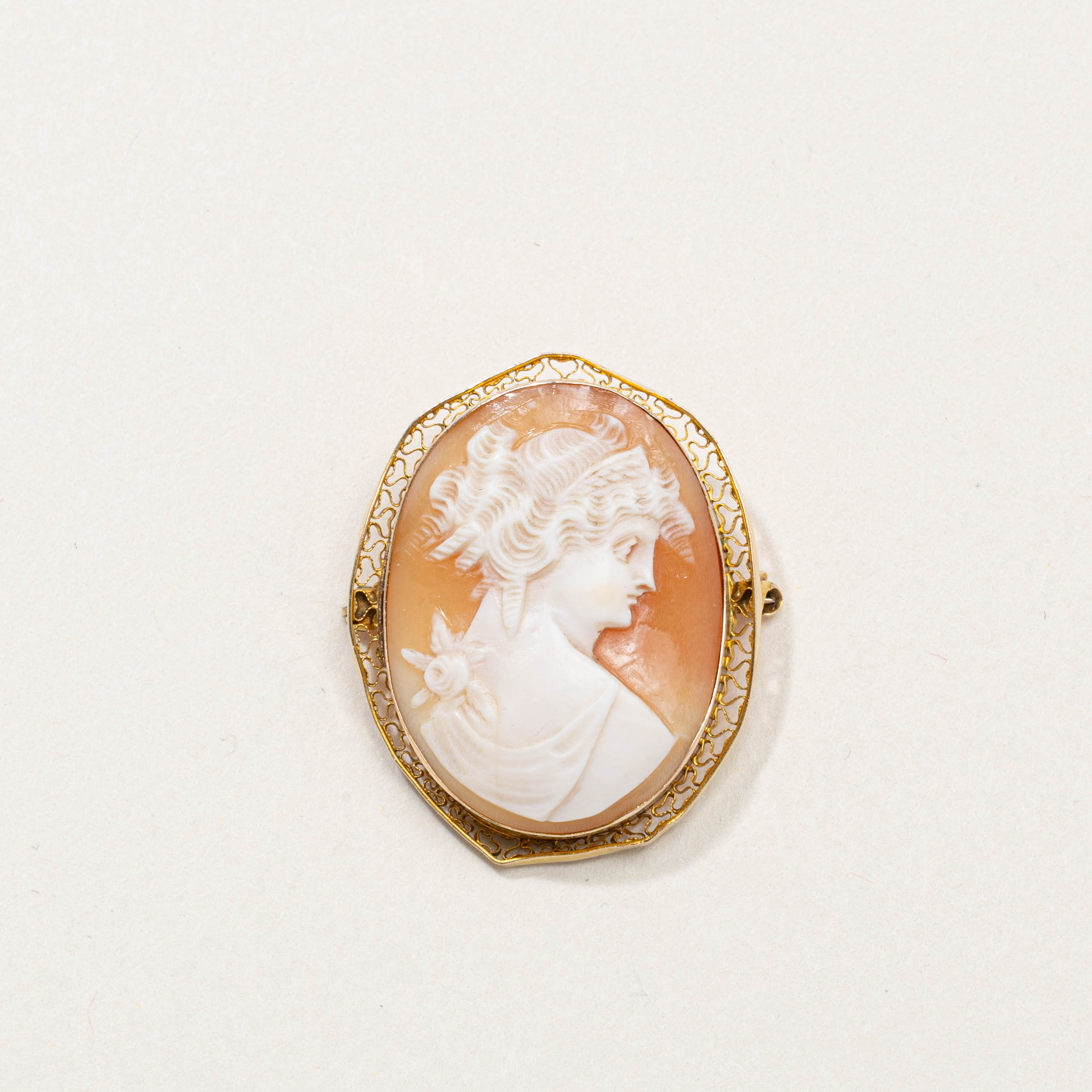 Broche camée coquillage victorienne en or 10 carats (9141-37) | 15,00 ct