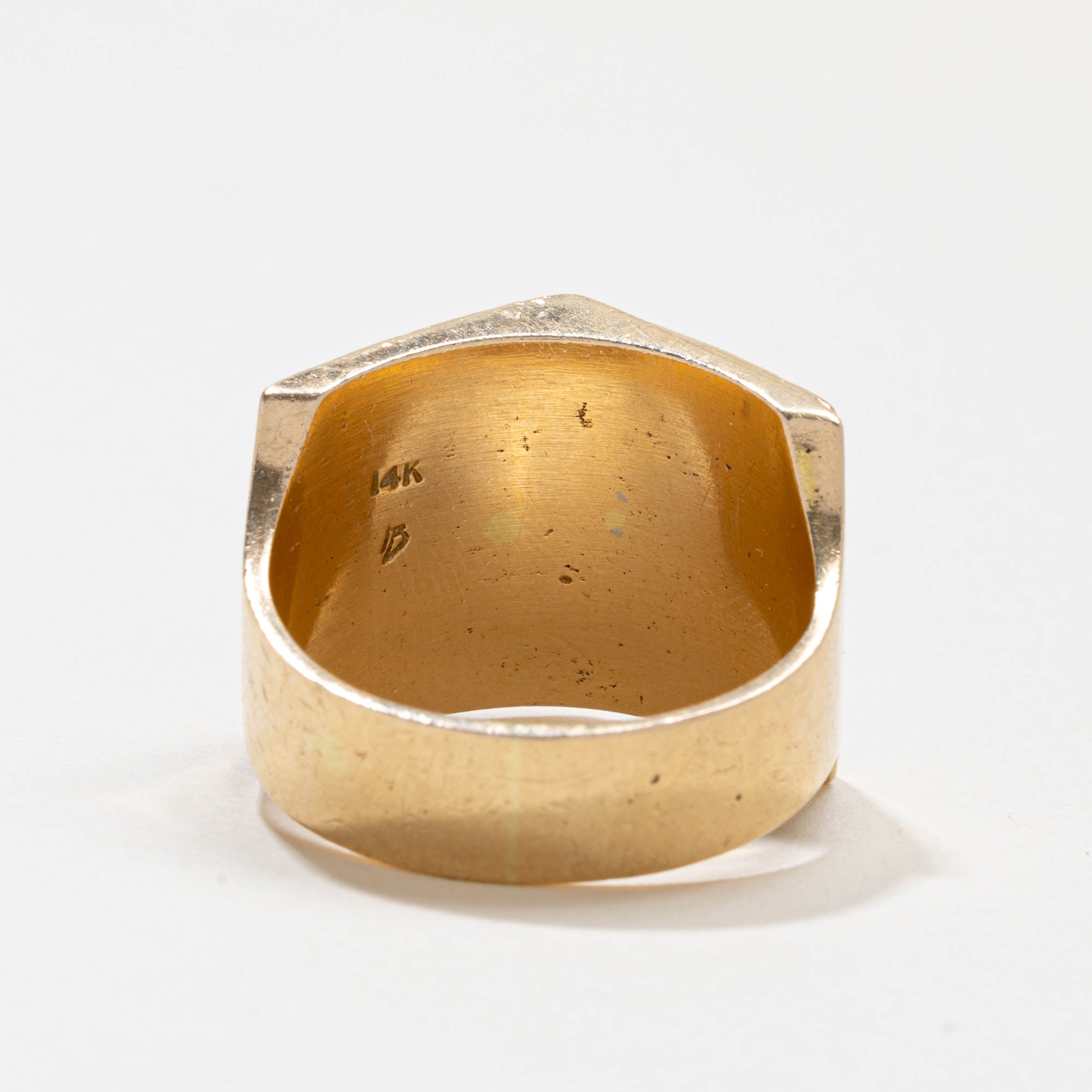 14k Mother of Pearl Good & Bad Cameo Signet Ring | 8.00ctw | SZ 11.5