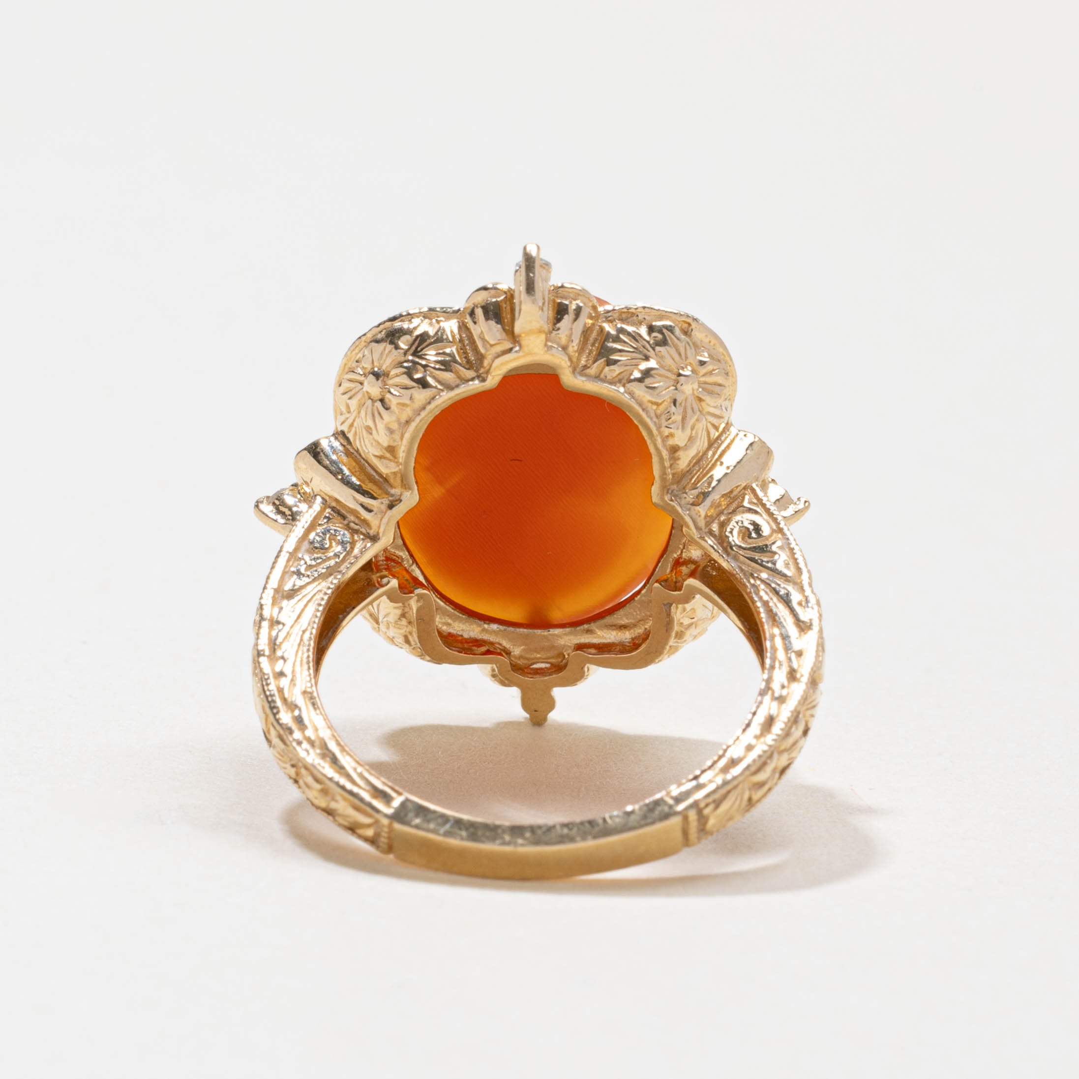 14k Shell Cameo & Mixed Gemstone Accented Ring | 3.00ct, 0.10ctw | SZ 6.25