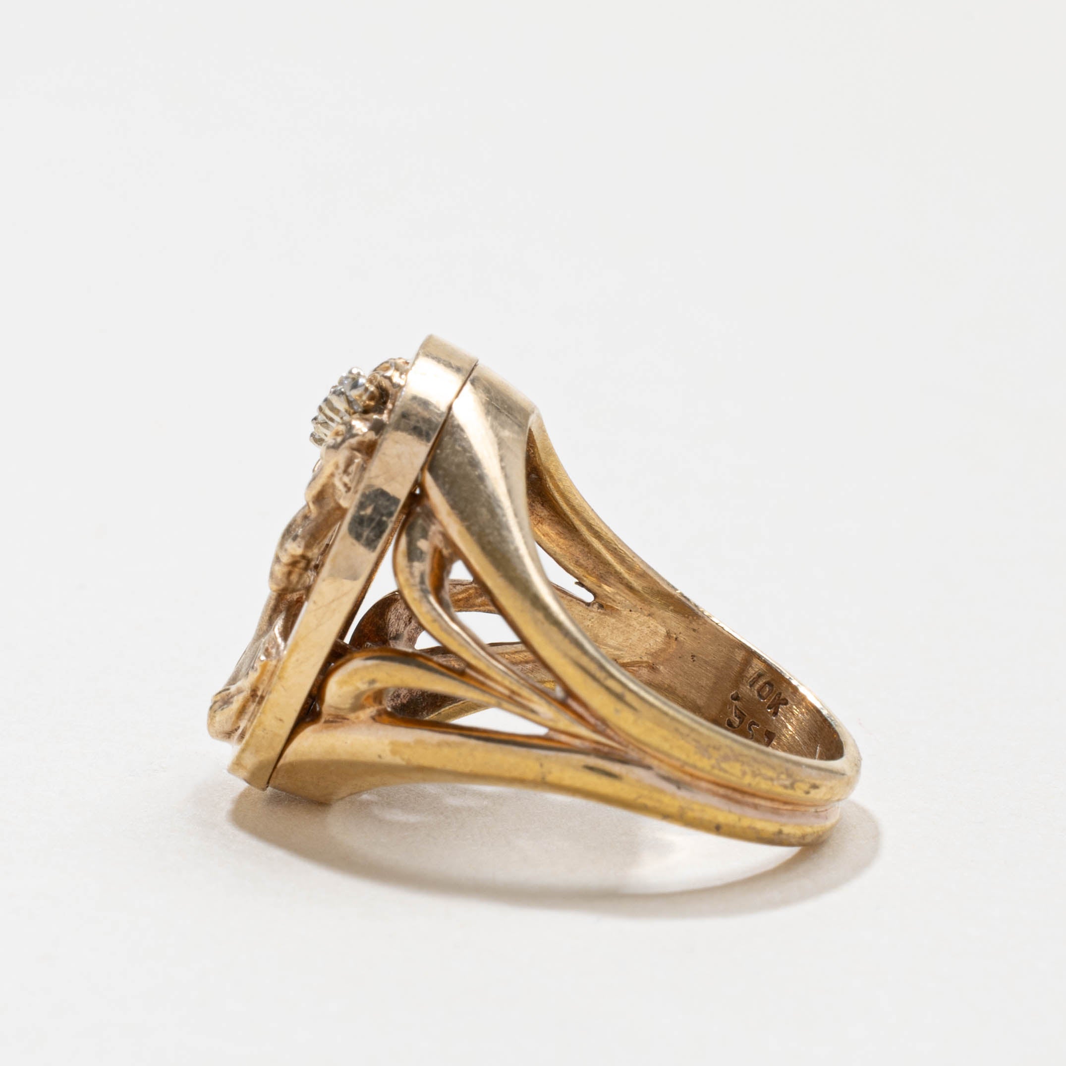 10k White Sapphire Portrait Ring | 0.05ctw | SZ 4.5