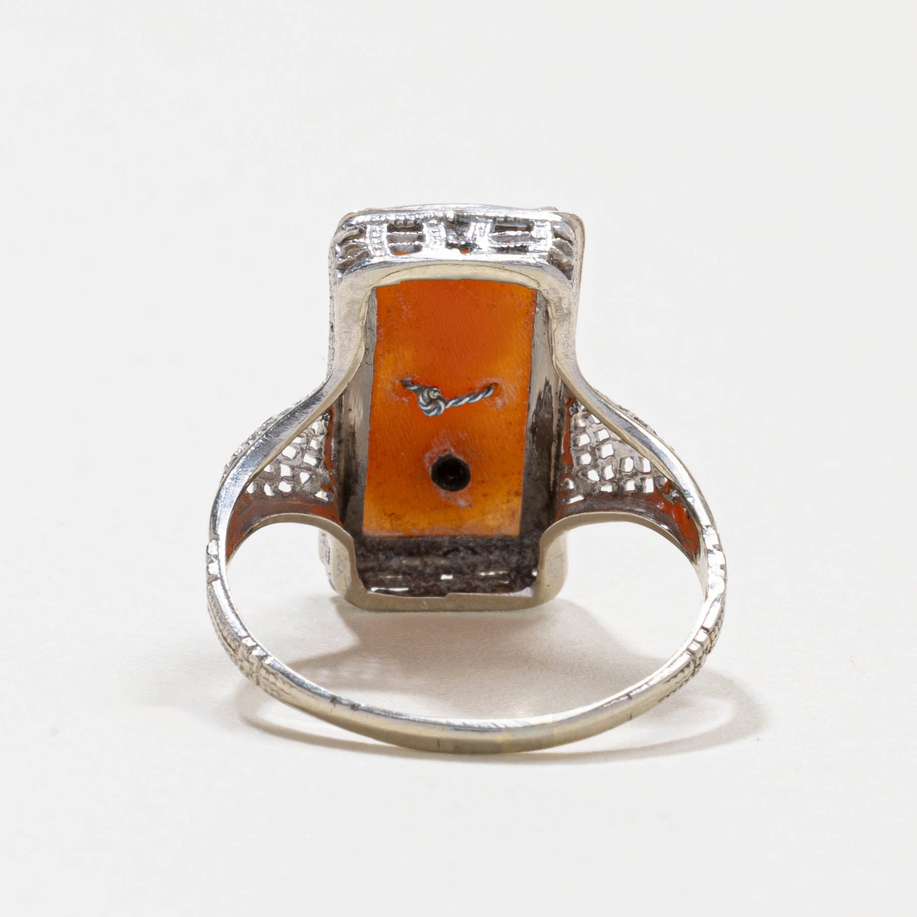 14k Shell Cameo & White Sapphire Ring | 1.25ct, 0.02ct | SZ 6.0